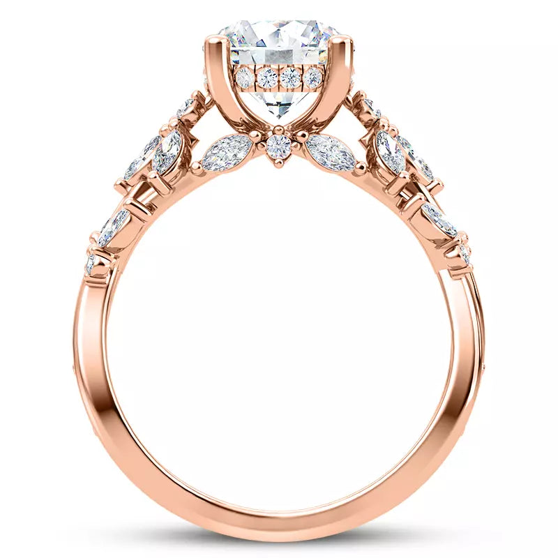 Butterfly And Bee Vine Twist Round Engagement Ring