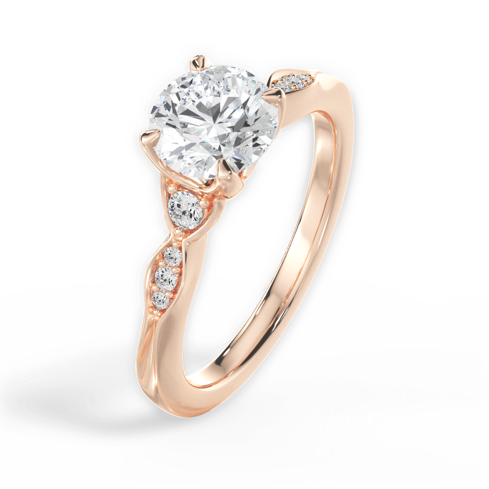 Round Cut Vintage Diamond Accent Engagement Ring