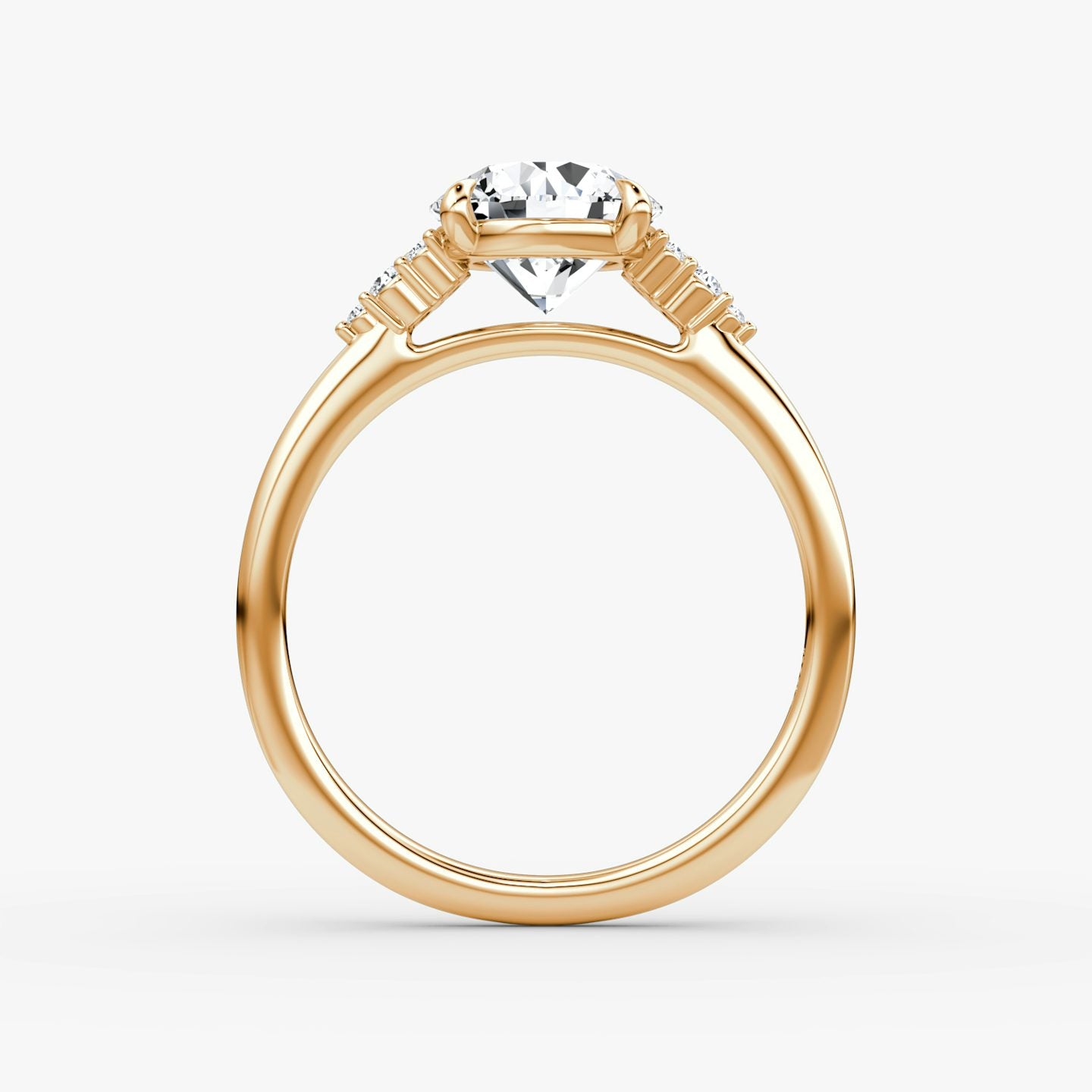 The Side Cluster Cathedral Round Brilliant Engagement Ring