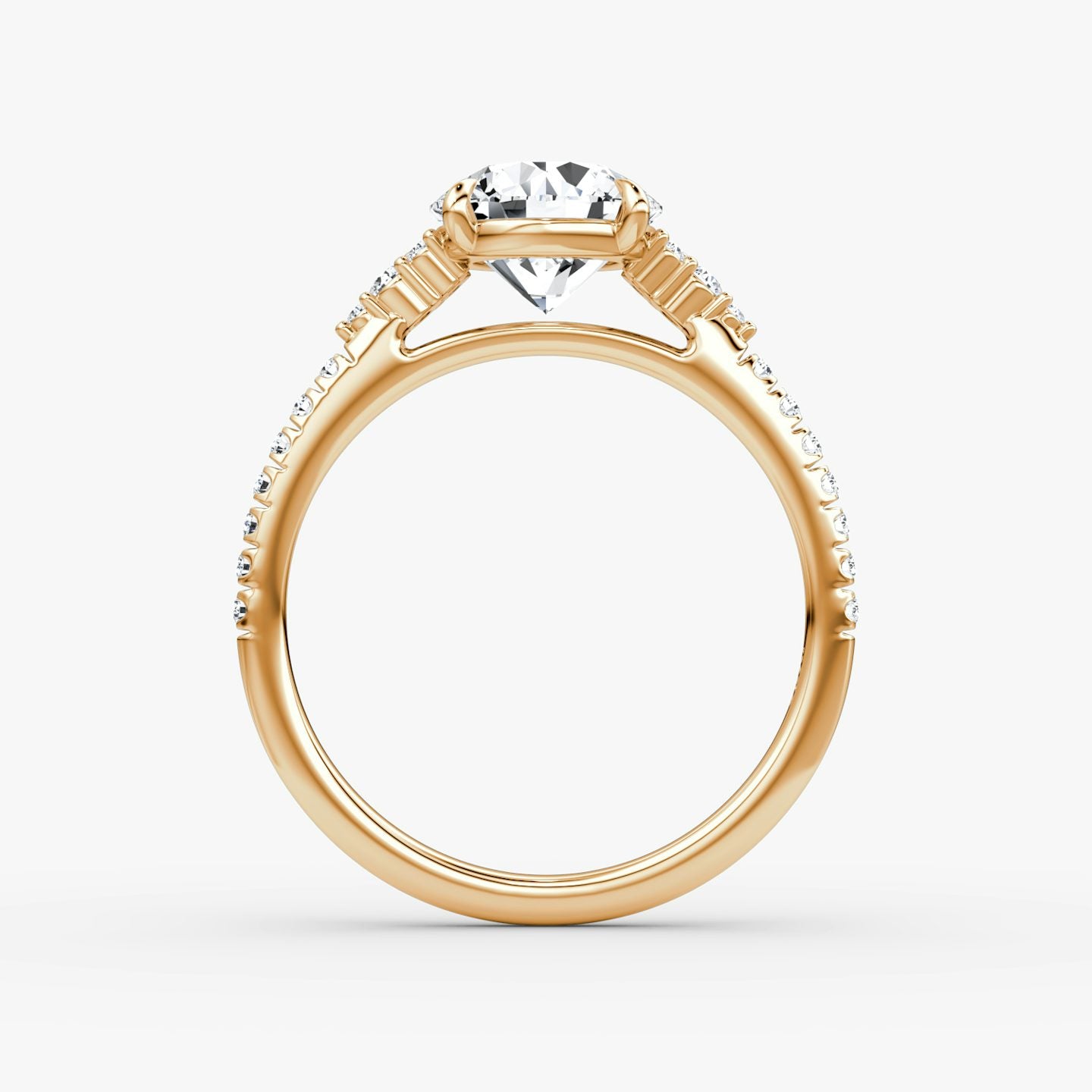 The Side Cluster Cathedral Round Brilliant Engagement Ring