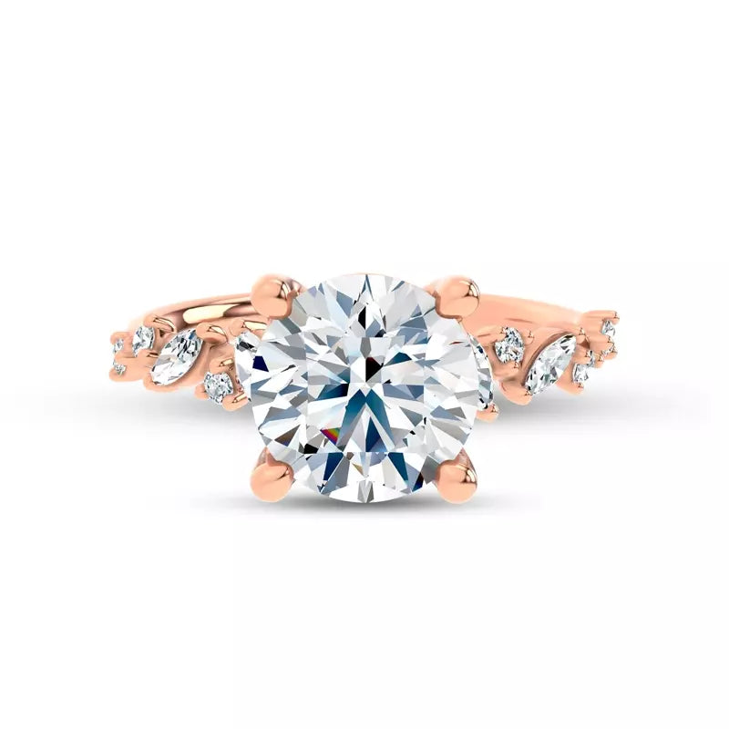 Scattered Diamond Round Engagement Ring