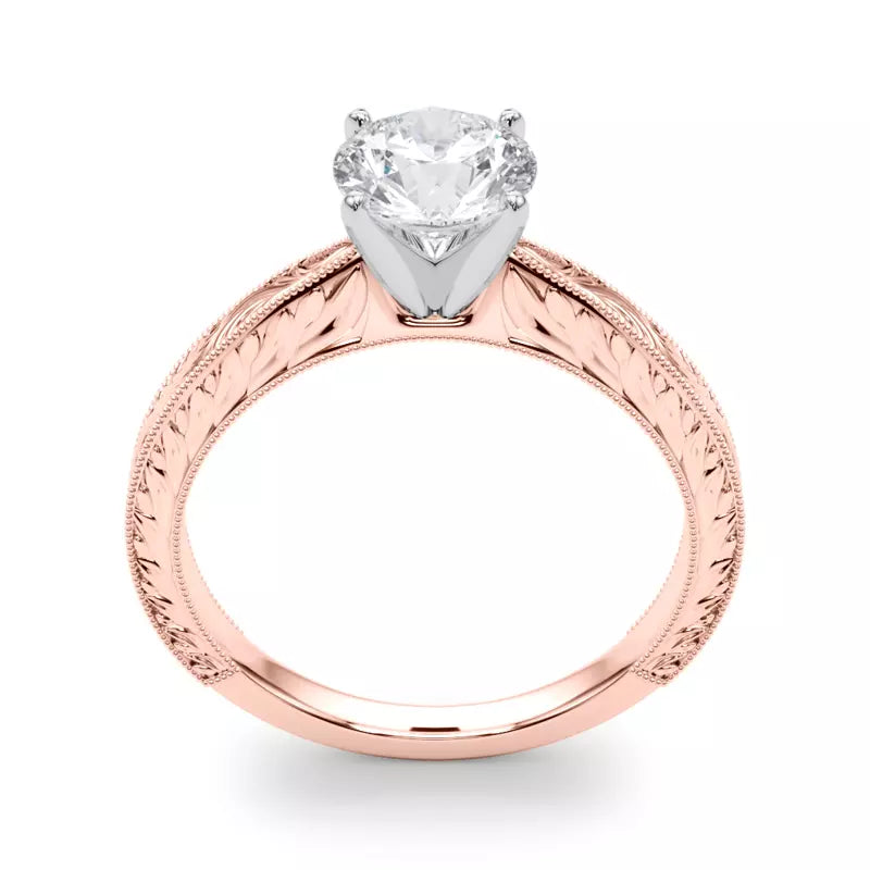 Vintage-Inspired Solitaire Engagement Round Ring