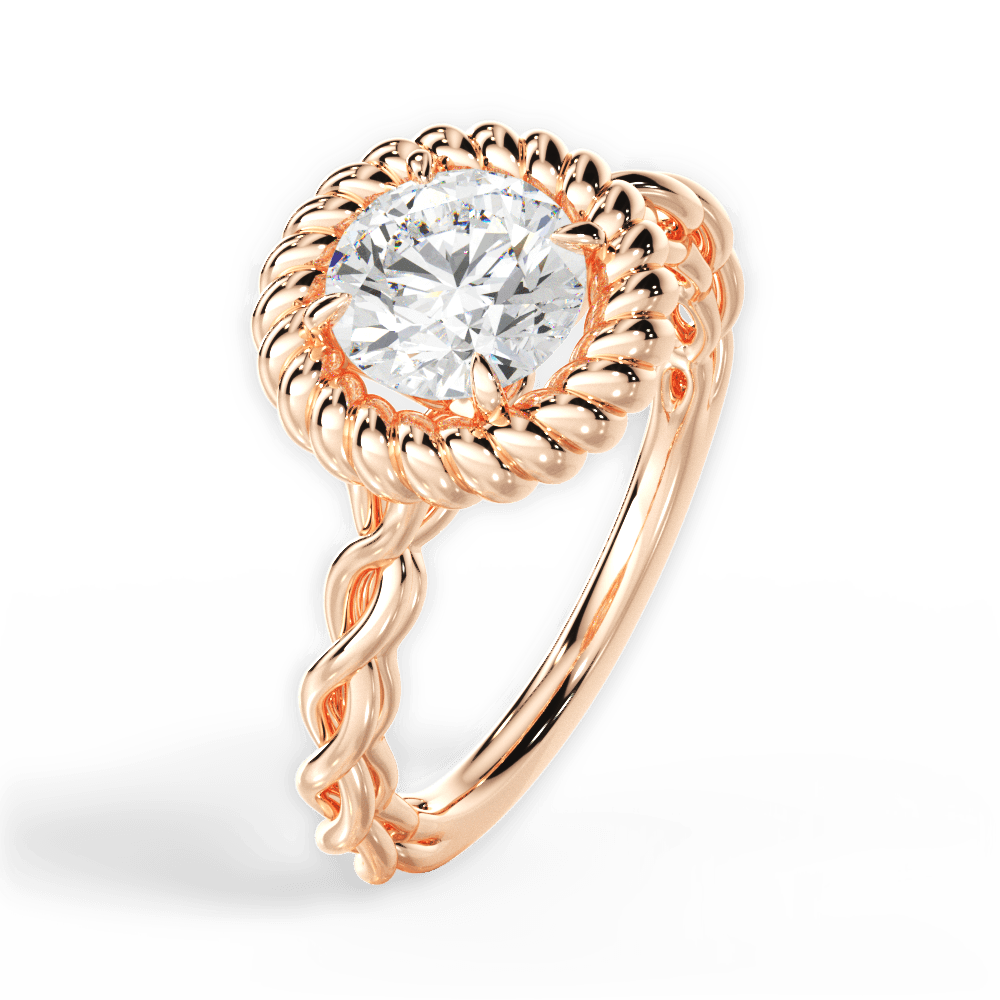 Round Cut Twisted Halo Engagement Ring