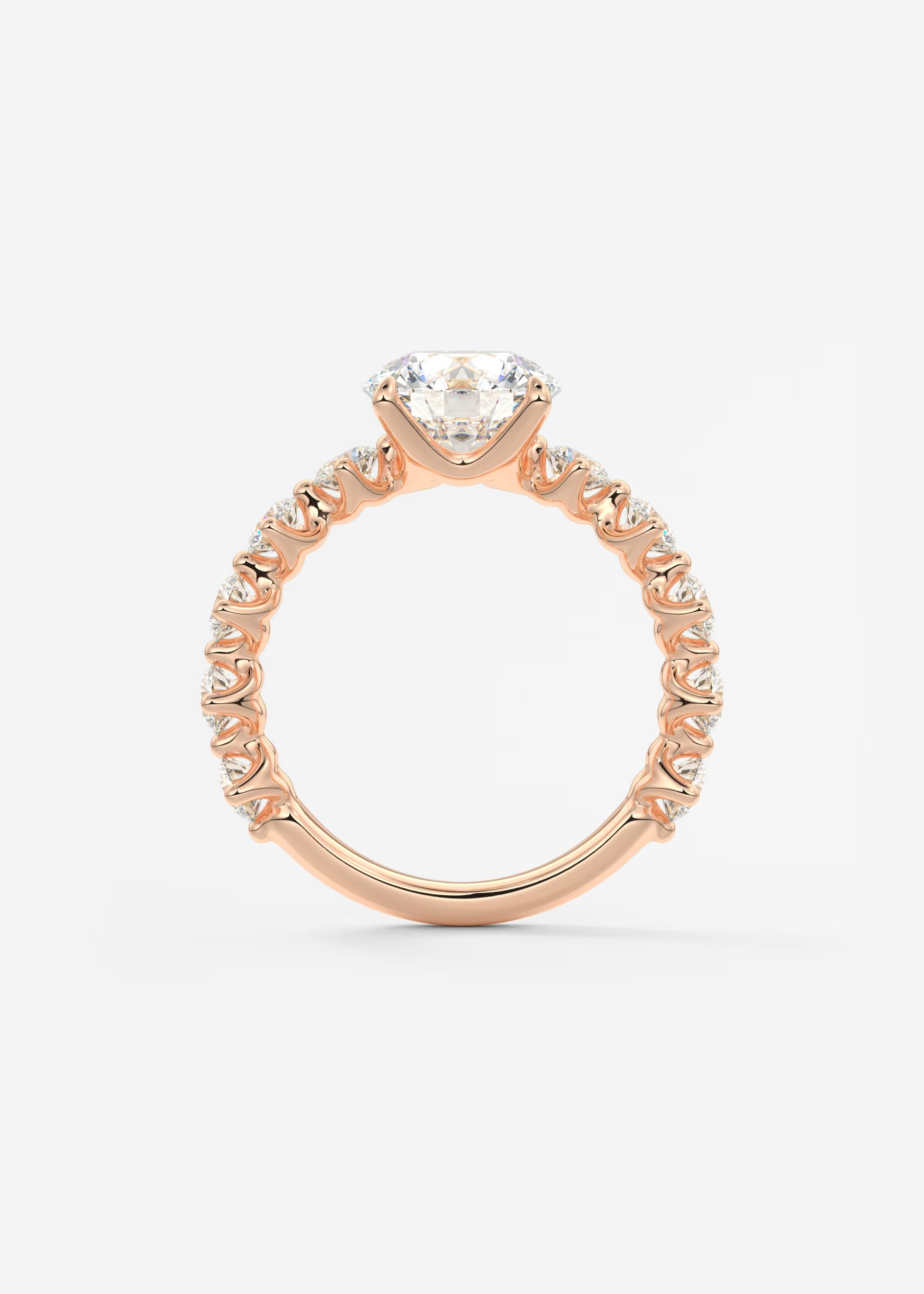 Round Diamond Engagement Ring with Mixed Shape Eternity Band