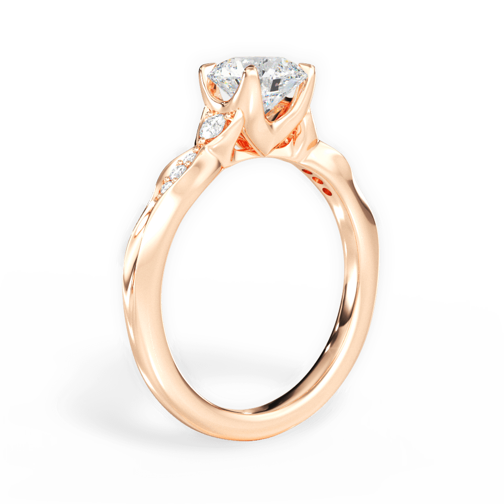 Round Cut Vintage Diamond Accent Engagement Ring