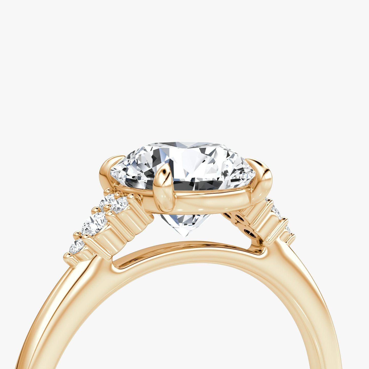 The Side Cluster Cathedral Round Brilliant Engagement Ring