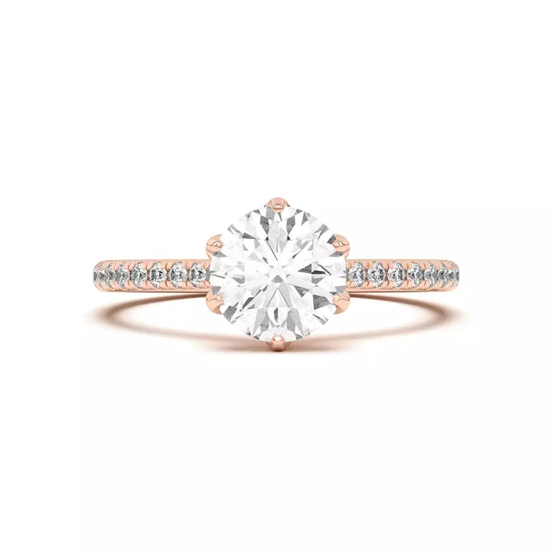 Tulip Inspired 6 Prong Round Engagement Ring