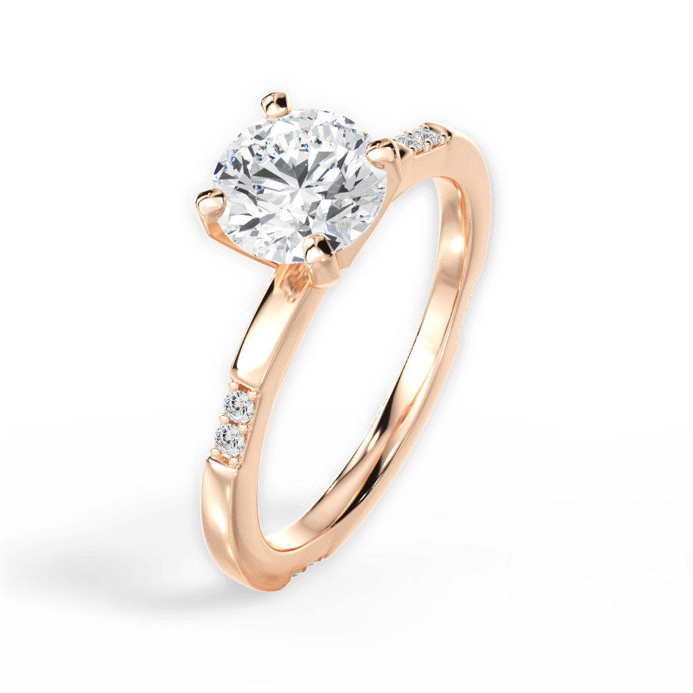 Round Cut Tapered Diamond Engagement Ring