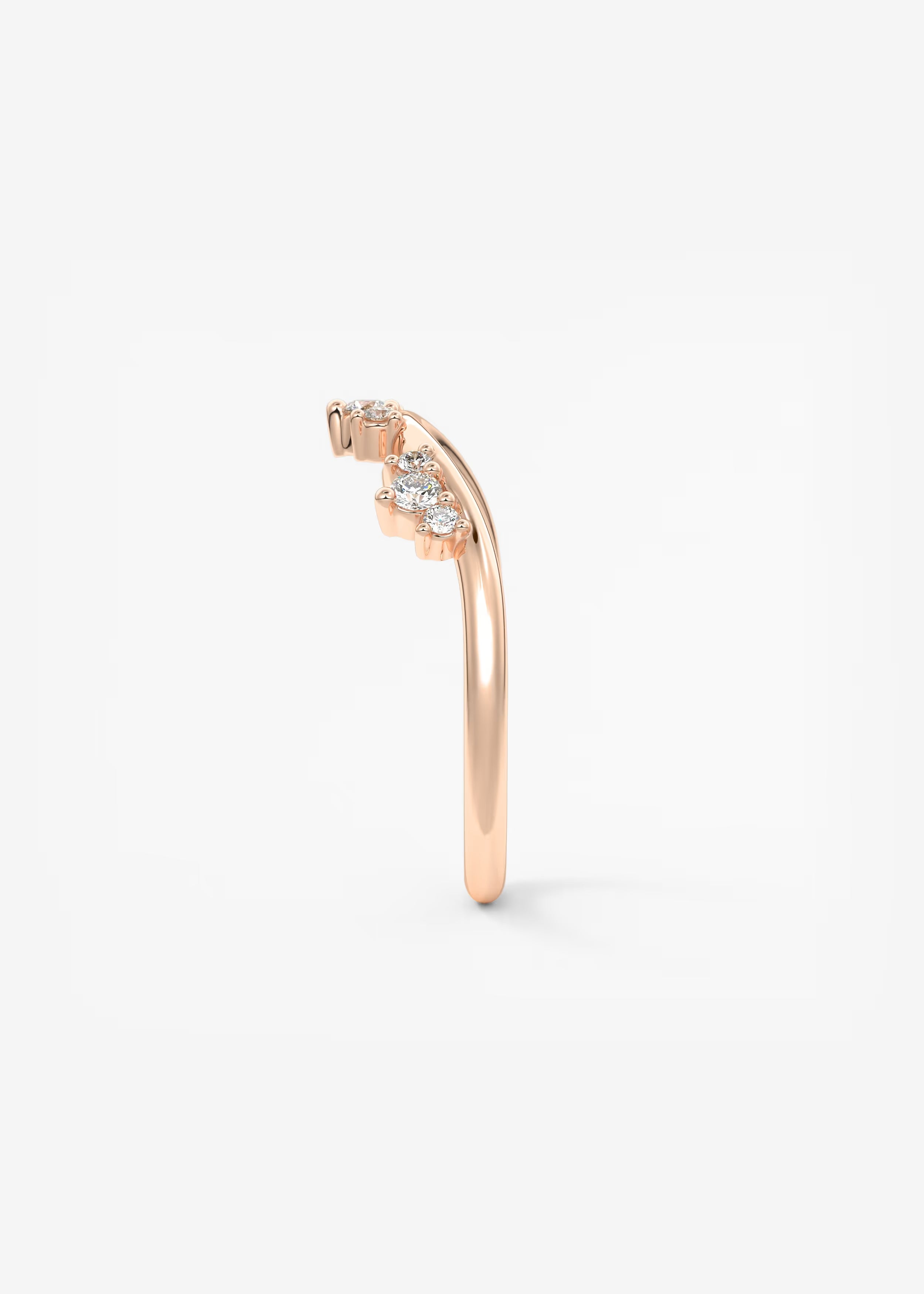 Gold Curved Band with Clustered Round Lab‑Grown Diamond Accents