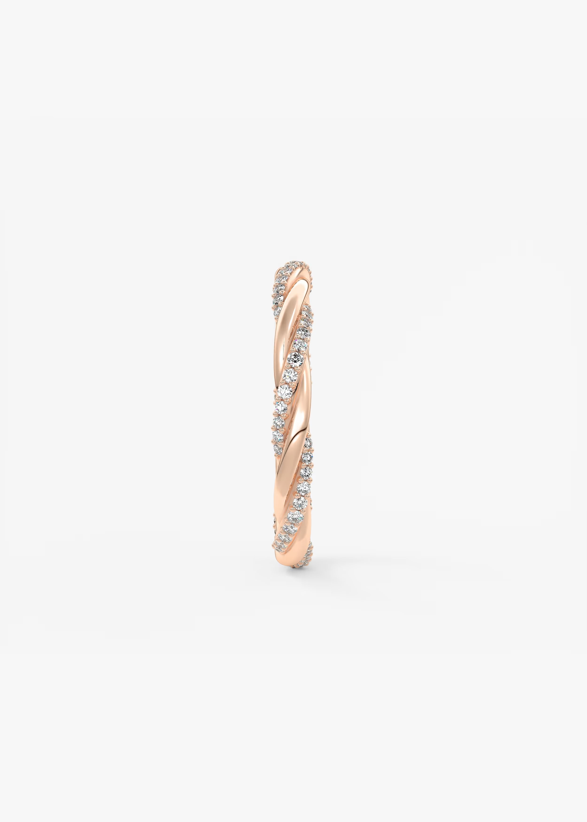 Twisted Gold Band with Pavé Lab‑Grown Diamonds and Polished Interwoven Design