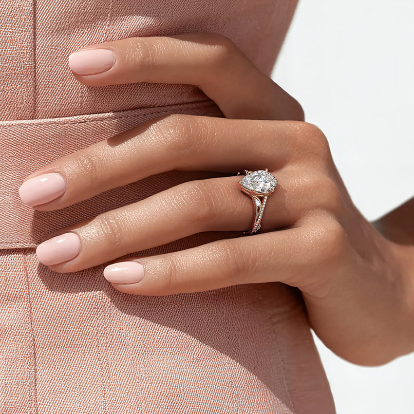 Split Vine Marquise Cluster Round Lab Grown Diamond Center Engagement Ring