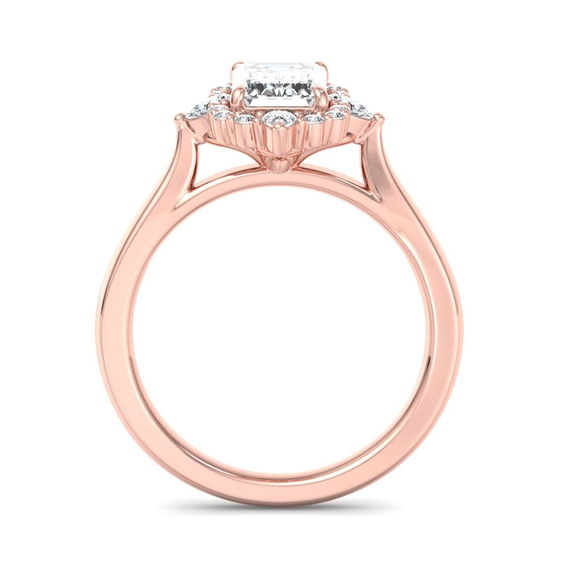 Halo-style with Pear Accents and Emerald Lab Grown Diamond Center Engagement Ring