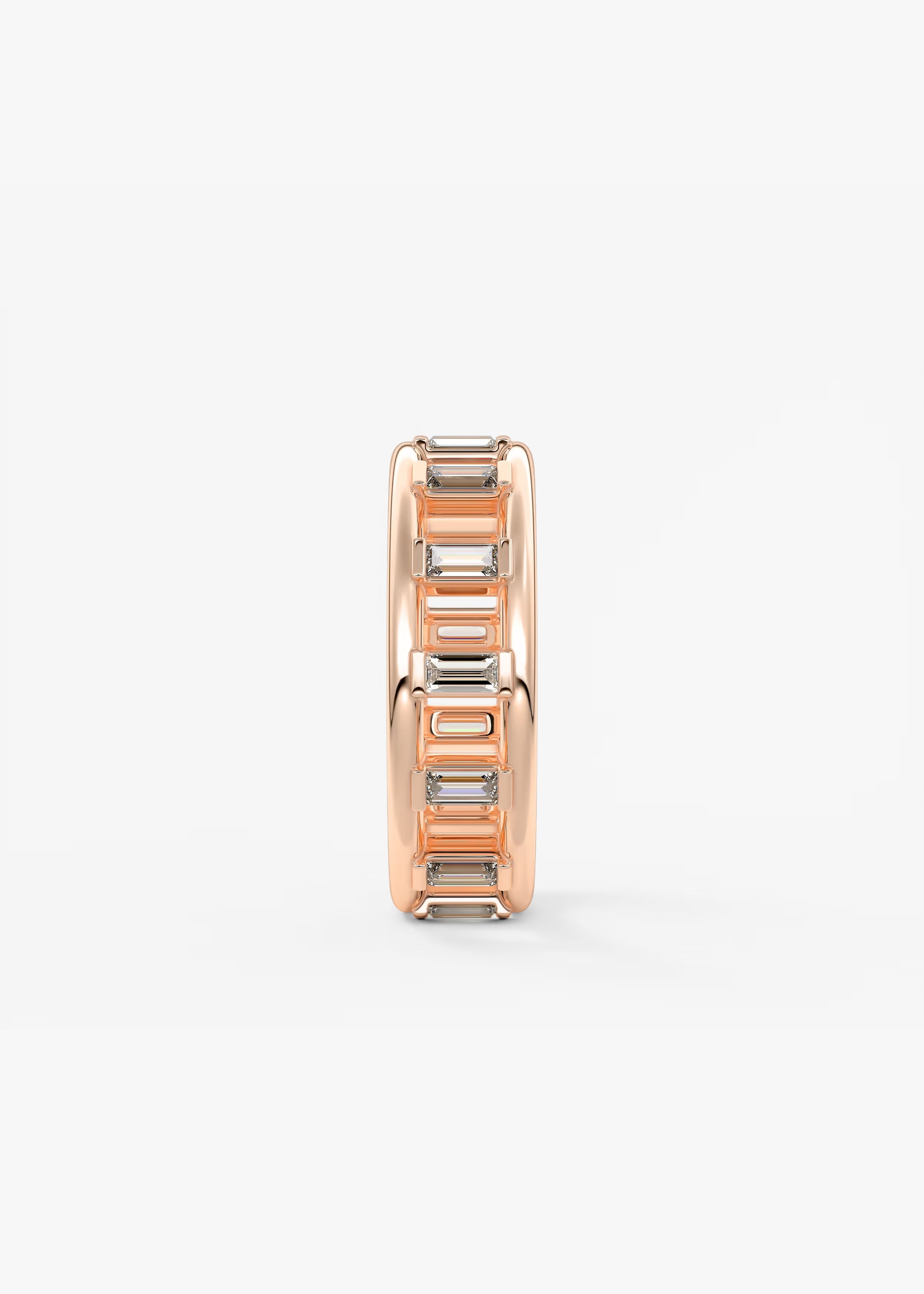 Gold Band with Vertical Baguette‑Cut Lab‑Grown Diamonds and Geometric Openwork Design