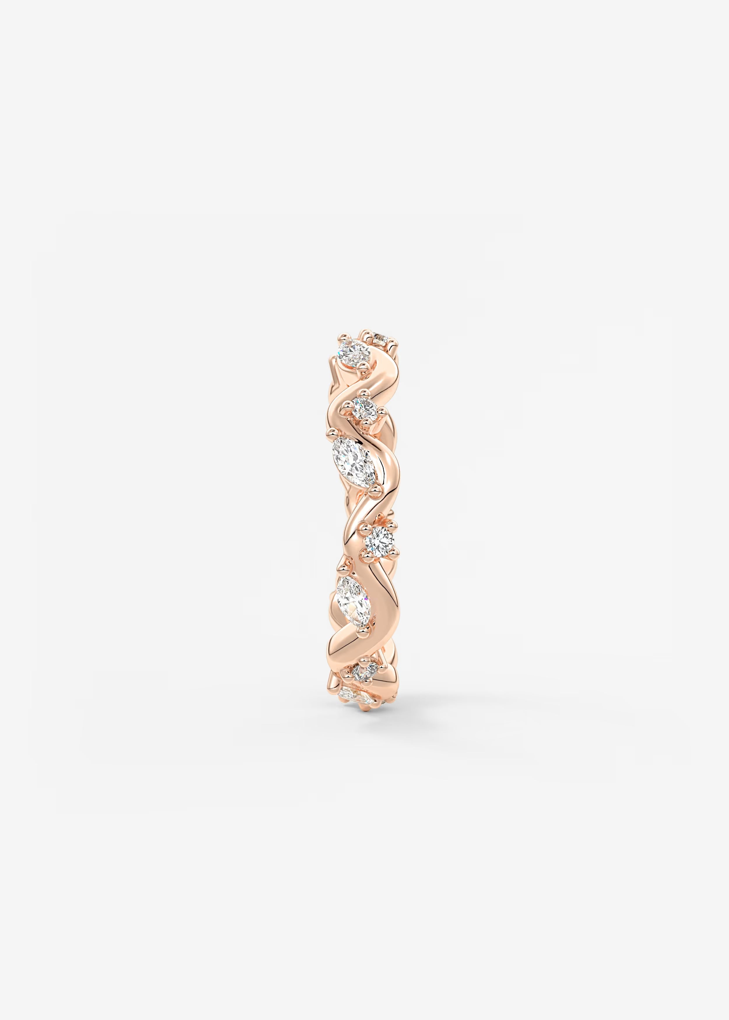 Gold Wave Eternity Band with Alternating Marquise and Round Lab Diamonds