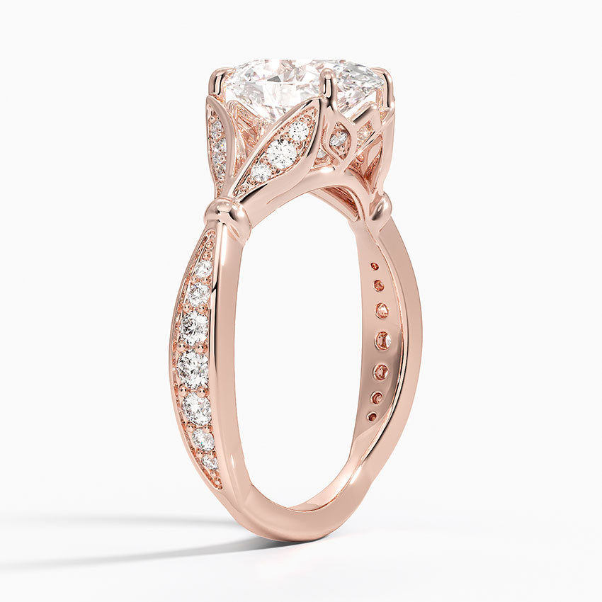 Leaf Embrace Split-Shank Oval Lab Grown Diamond Center Engagement Ring