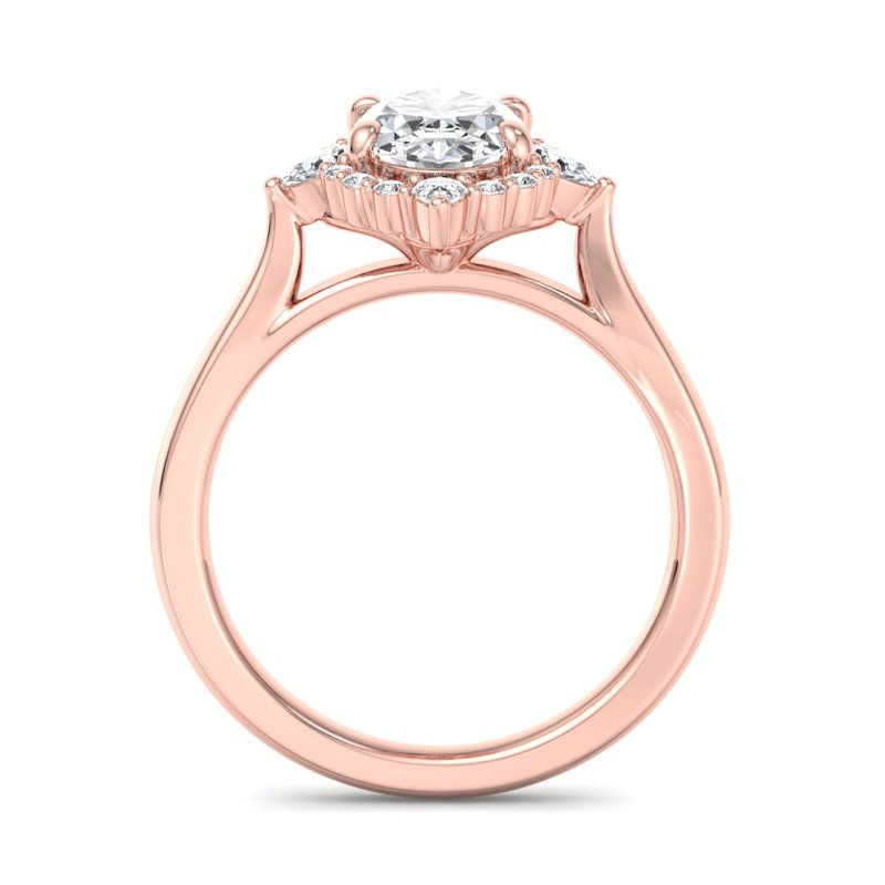 Halo-style with Pear Accents and Oval Lab Grown Diamond Center Engagement Ring