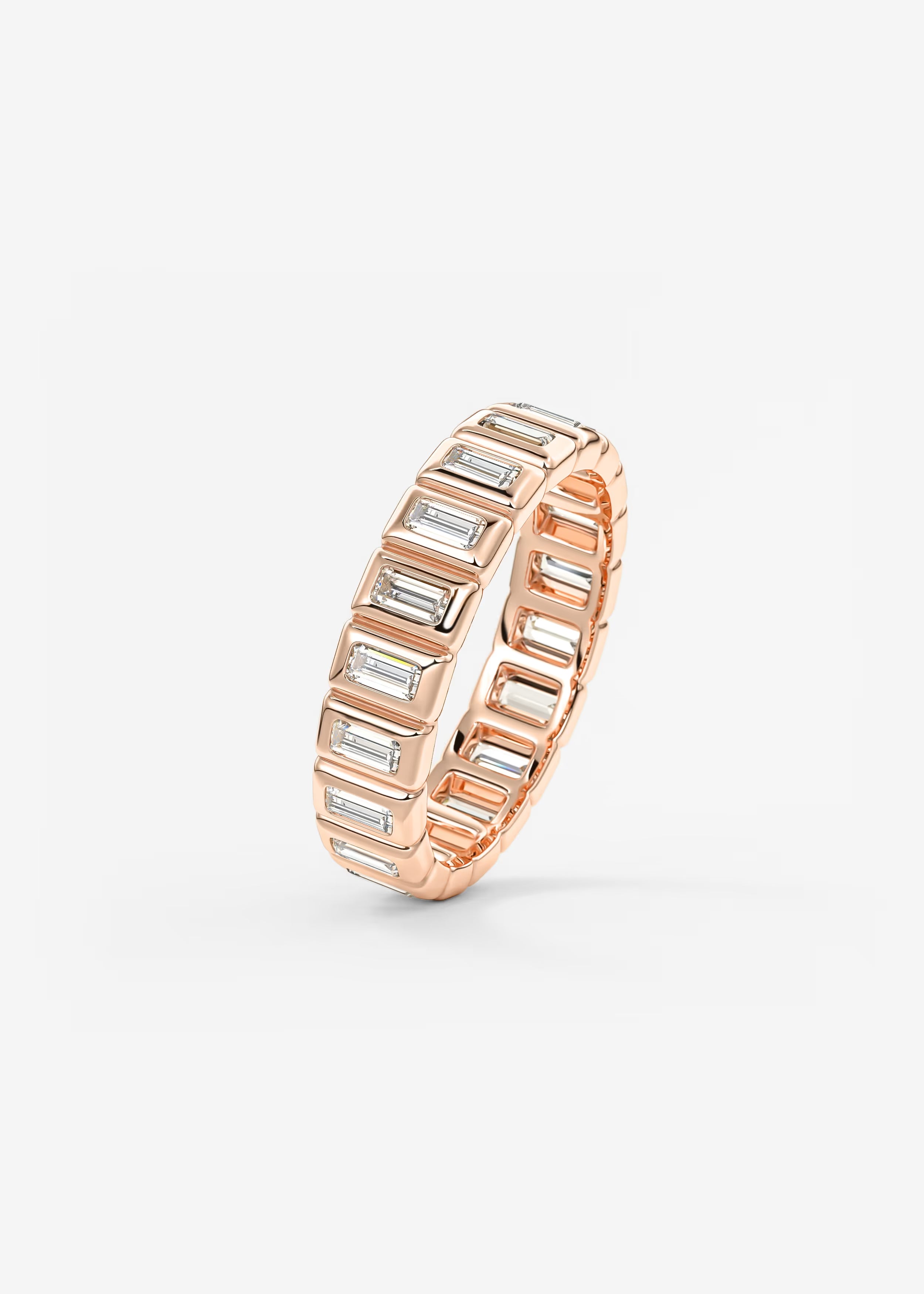 Gold Full Eternity Band with Vertical Emerald‑Cut Lab Diamonds