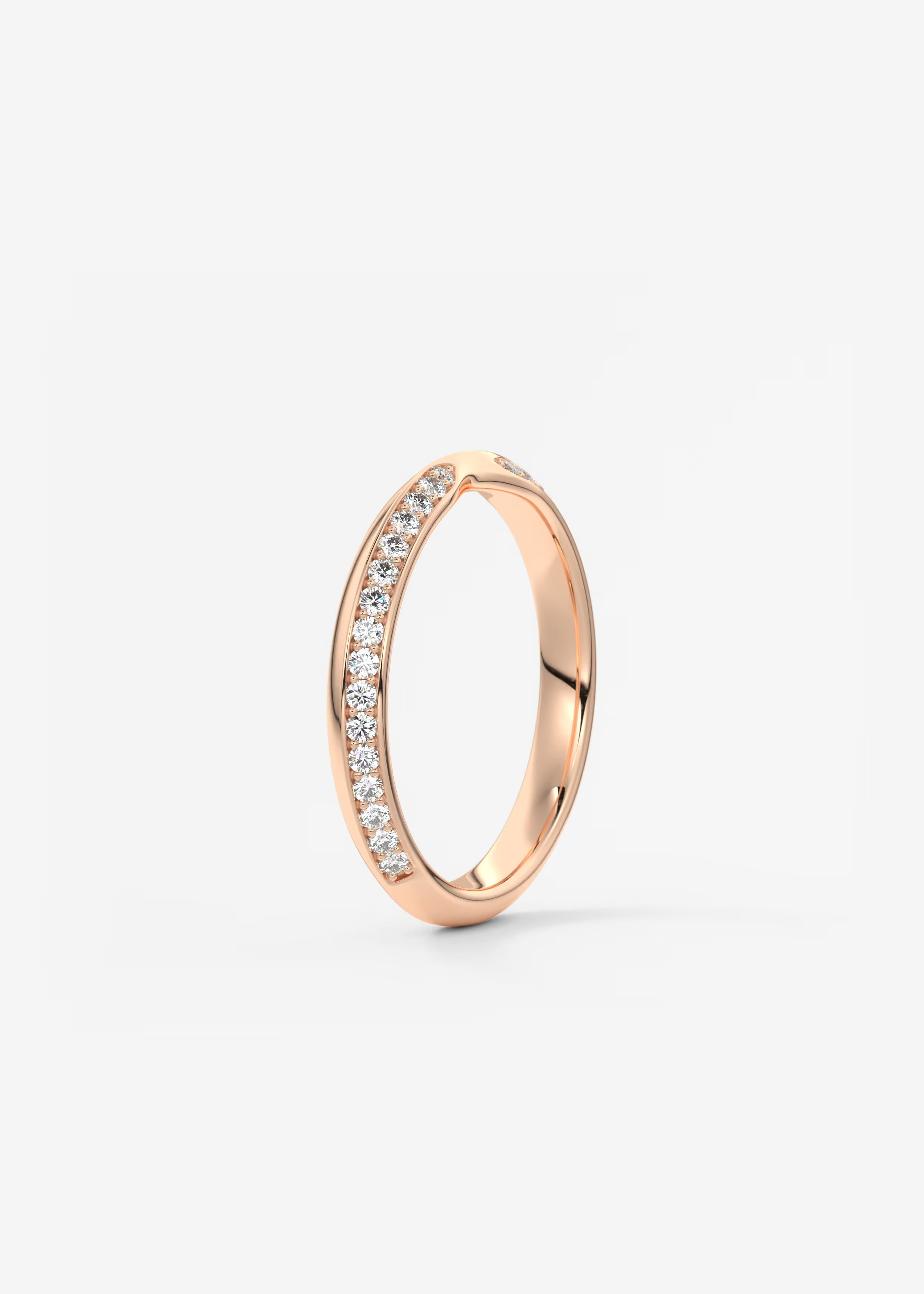 Gold Wave Diamond Band with Lab‑Grown Round Accents