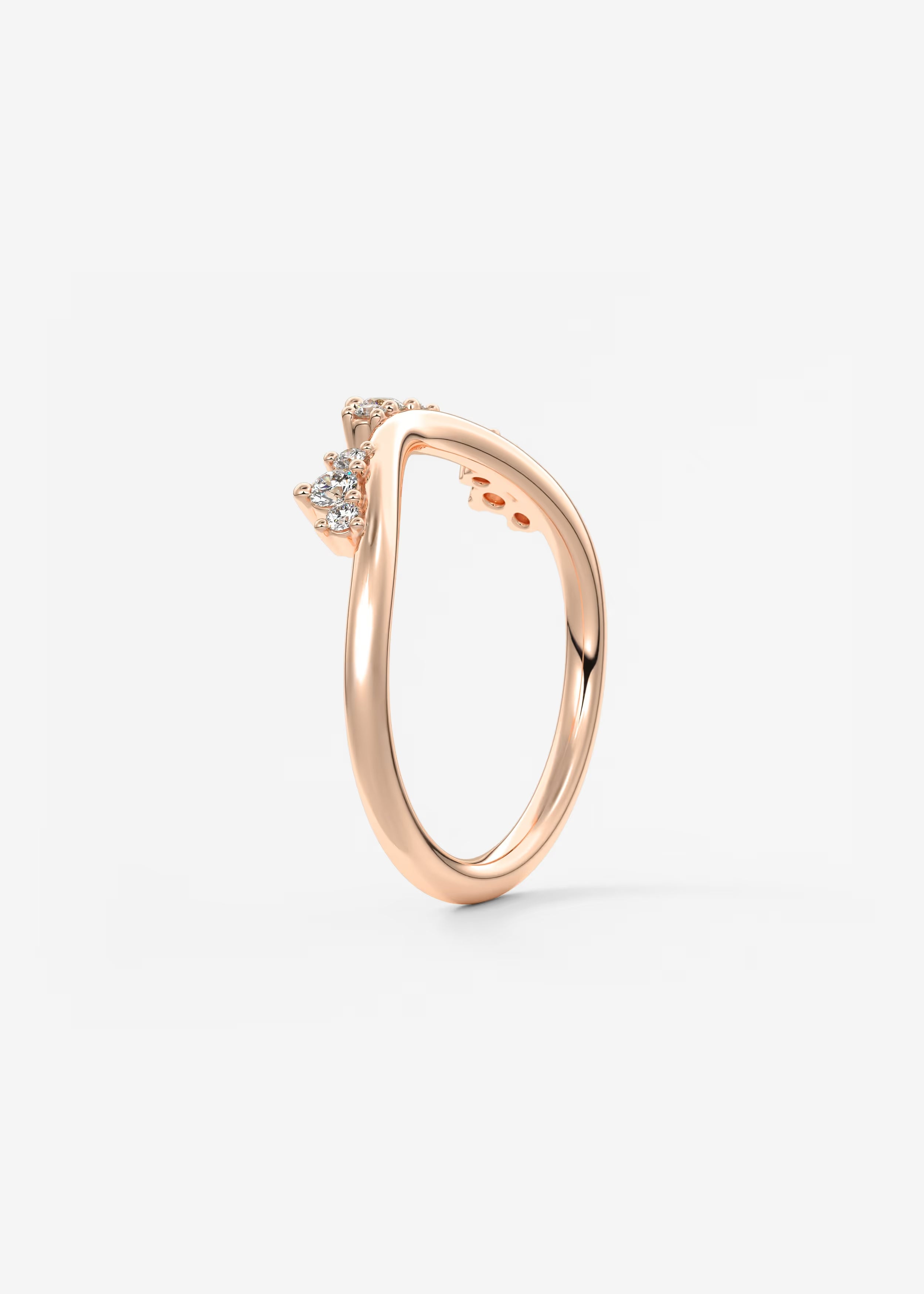 Gold Curved Band with Clustered Round Lab‑Grown Diamond Accents