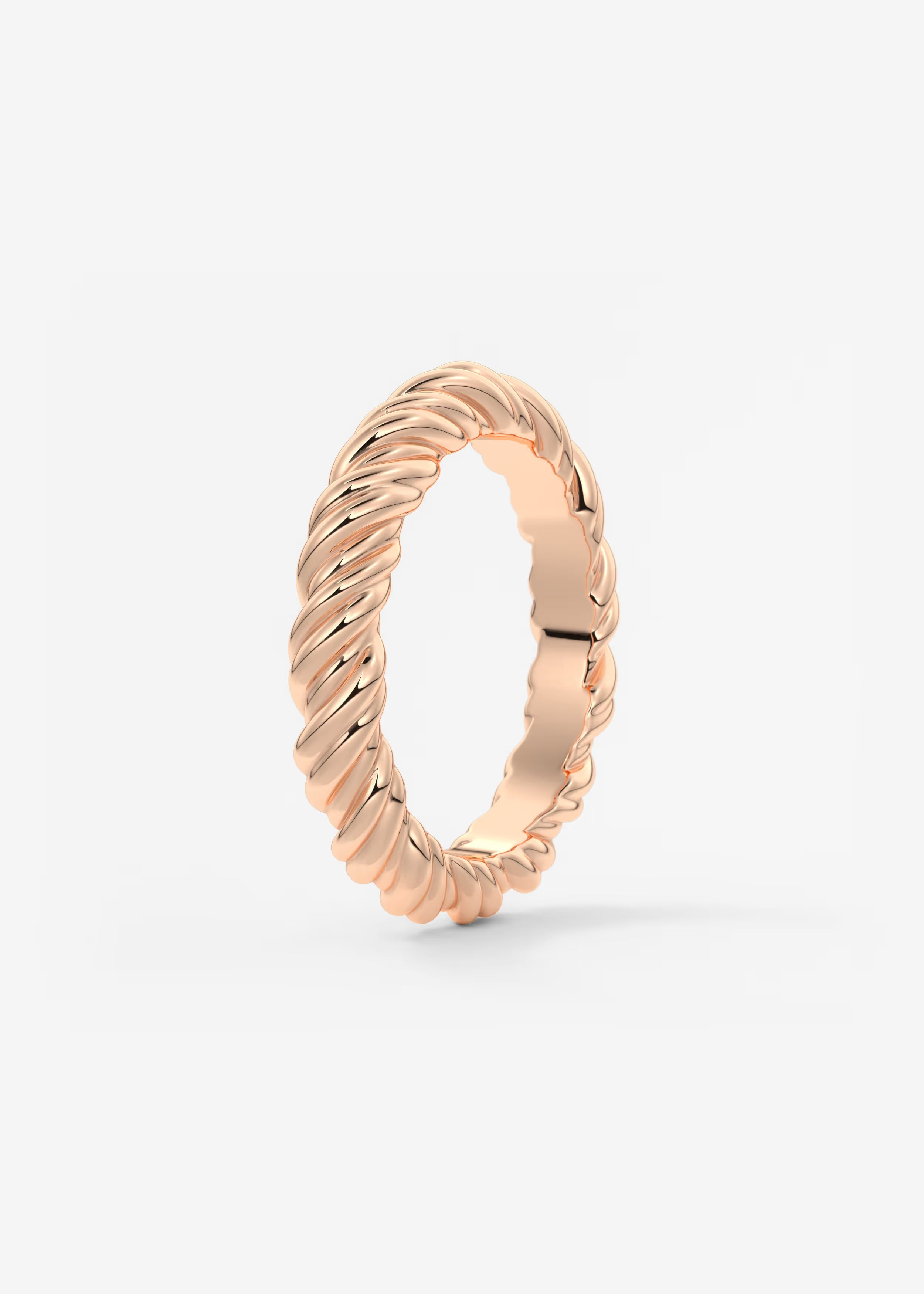 Polished Gold Rope‑Twist Band with Continuous Spiral Texture