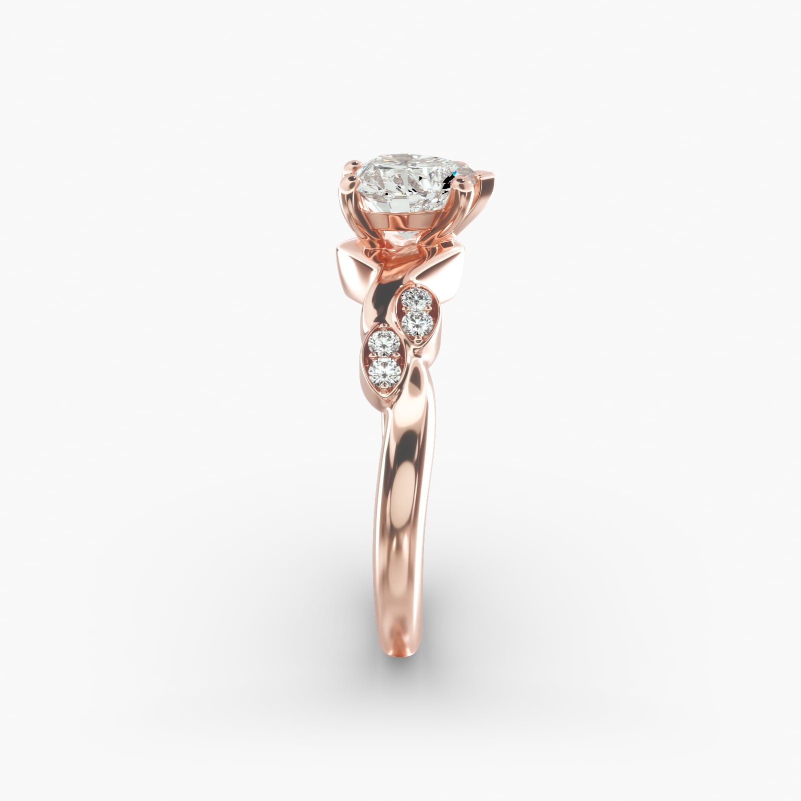 Floral Twist Cluster Heart Lab Grown Diamond Center Engagement Ring
