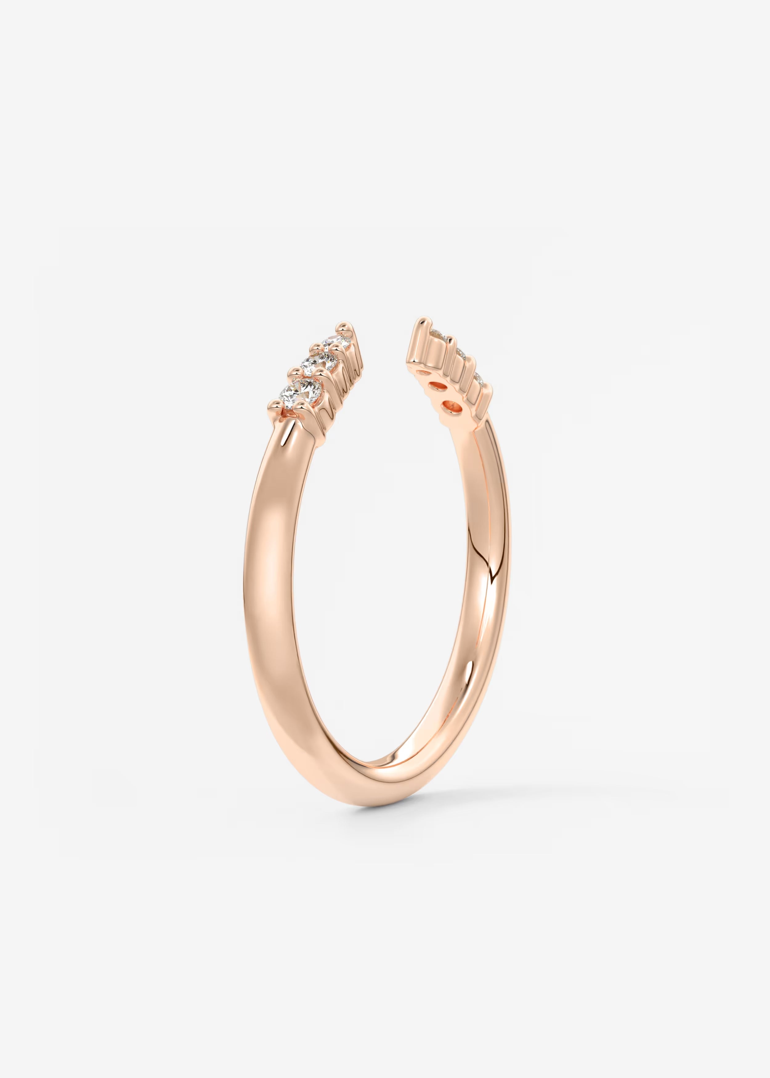 Open Gold Leaf‑Inspired Ring with Triple Round Lab‑Grown Diamond Accents