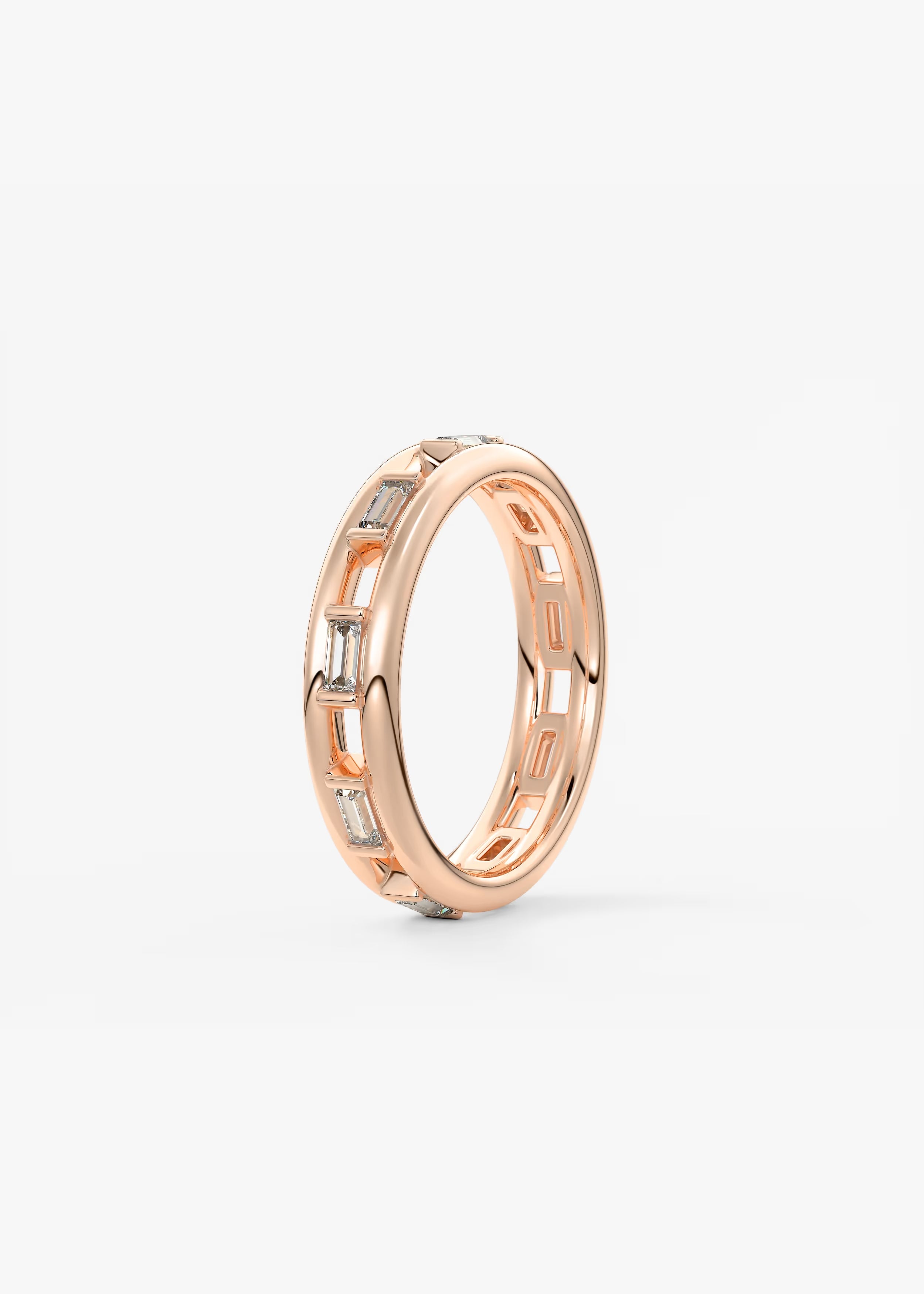 Gold Geometric Cutout Band with Square and Rectangular Lab‑Grown Diamond Insets