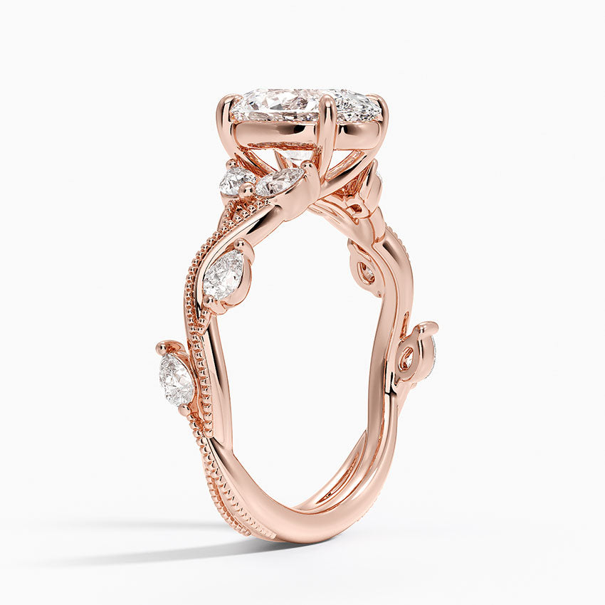 Vine Twist Milgrain Oval Lab Grown Diamond Center Engagement Ring