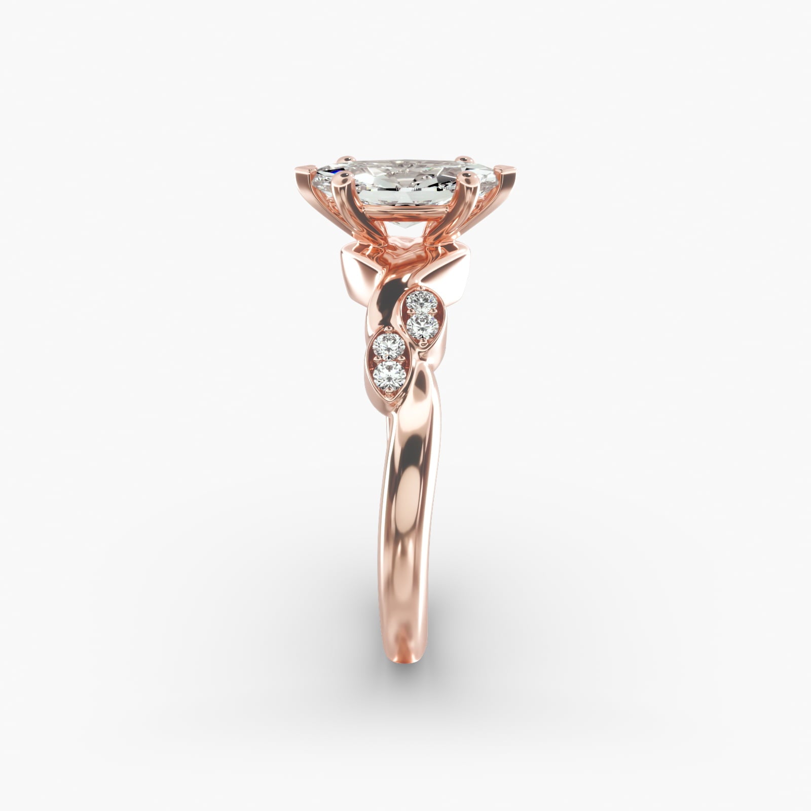 Floral Twist Cluster Marquise Lab Grown Diamond Center Engagement Ring