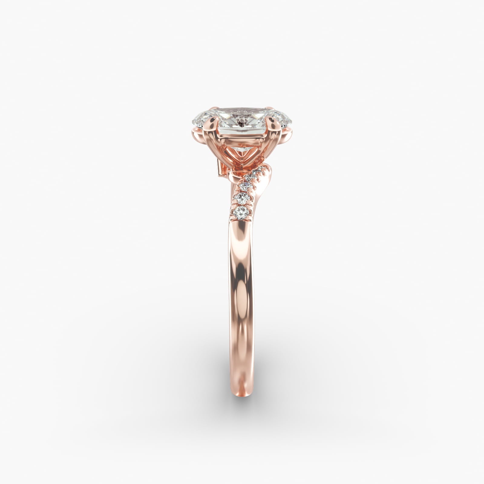 Asymmetric Elegance Oval Lab Grown Diamond Center Engagement Ring