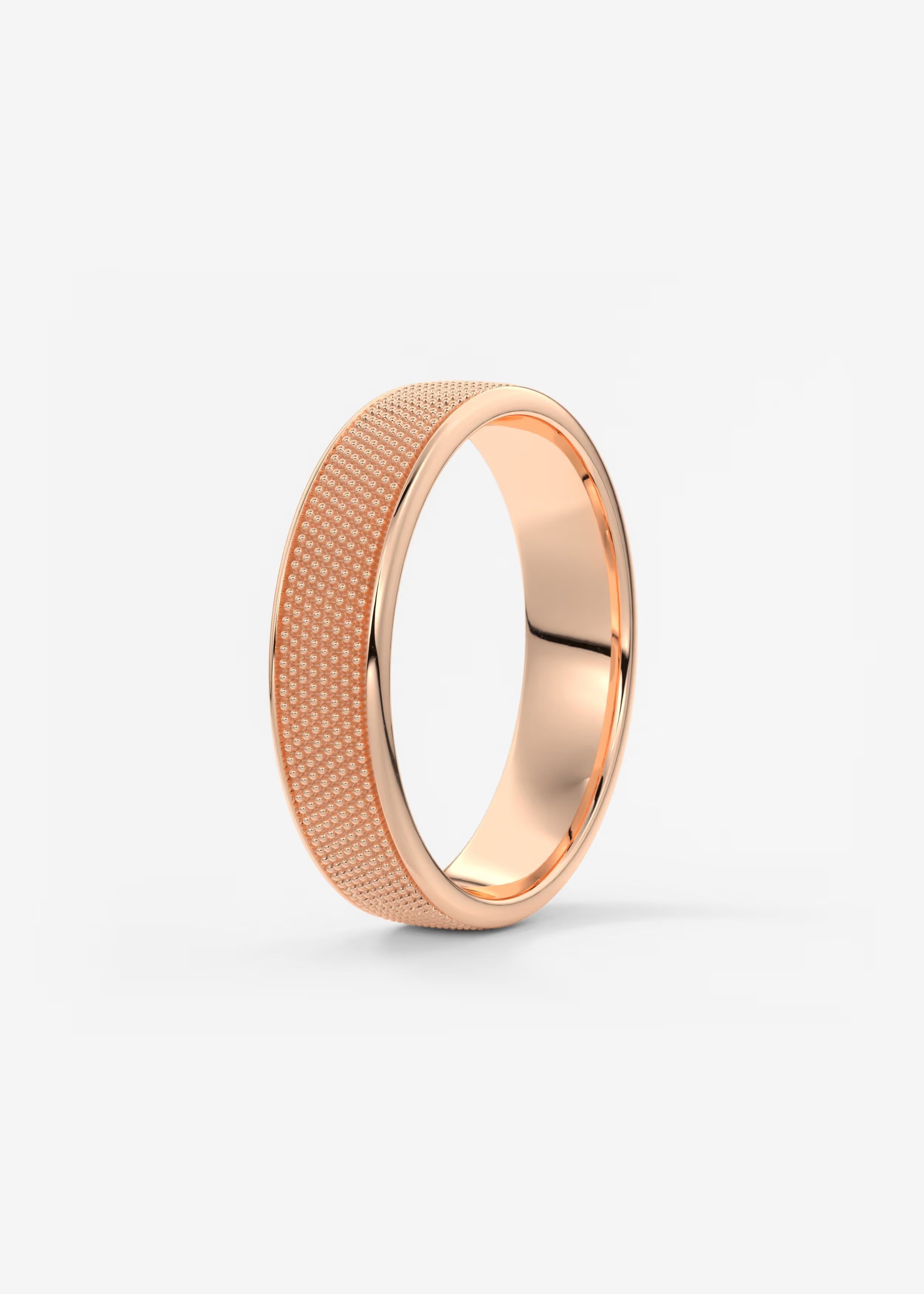 Gold Textured Band with Fine Beaded Surface in Elegant Modern Design