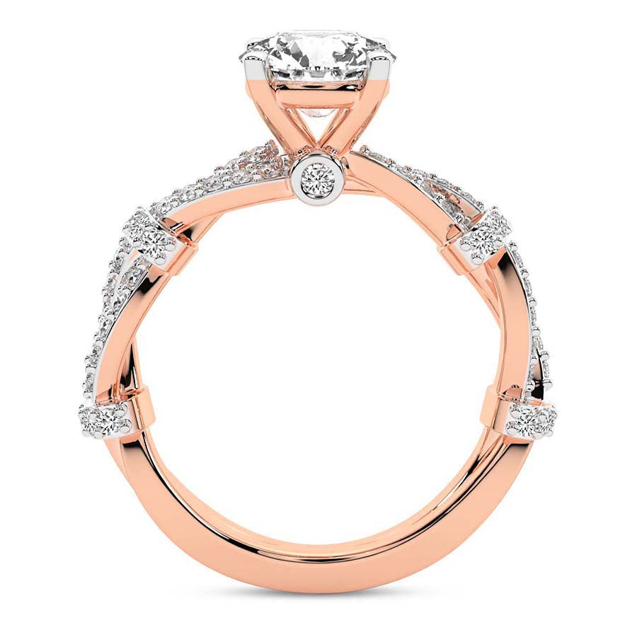 Twisted Brilliance Dual-Tone emerald Lab Grown Diamond Center Engagement Ring