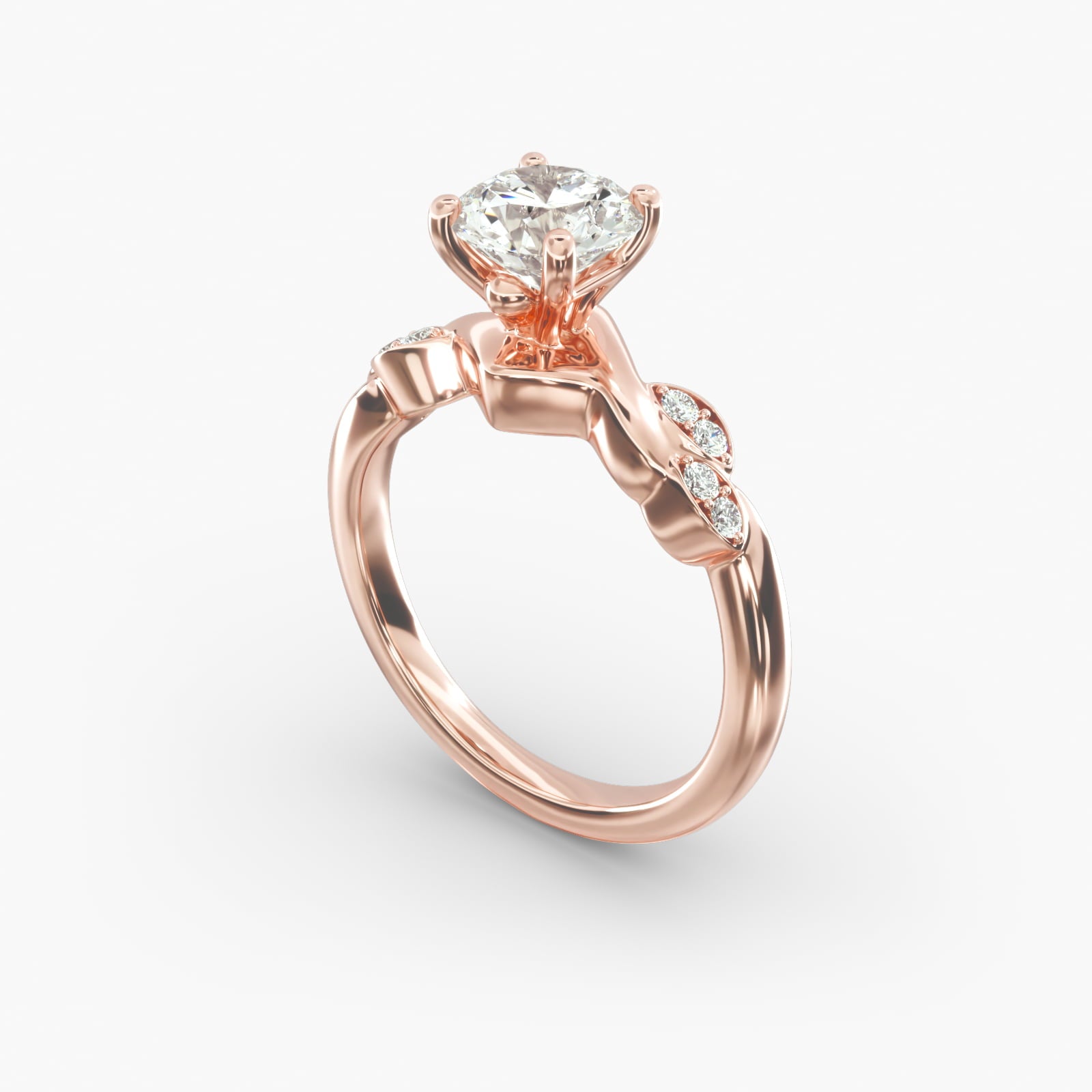 Floral Twist Cluster Round Lab Grown Diamond Center Engagement Ring