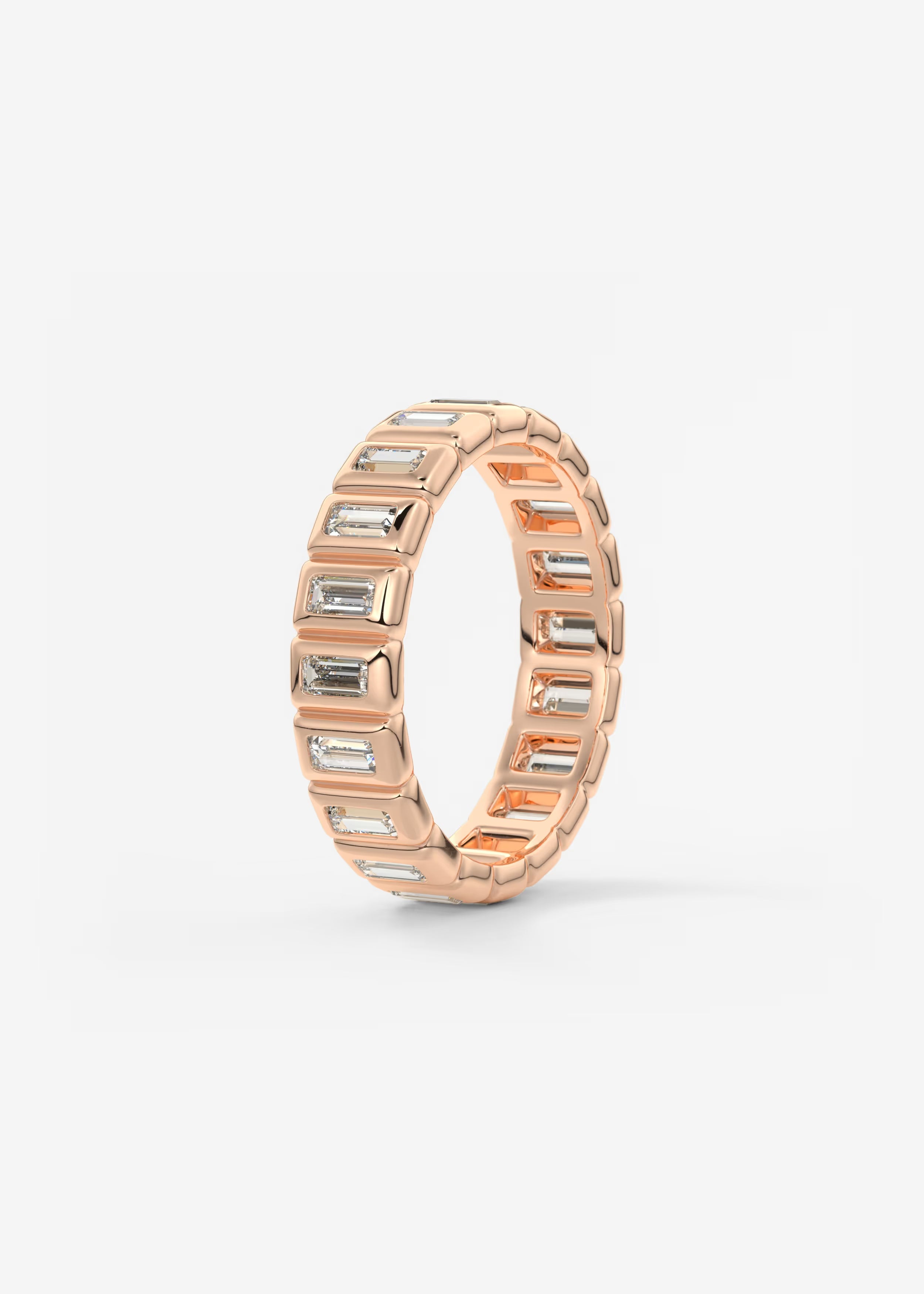 Gold Full Eternity Band with Vertical Emerald‑Cut Lab Diamonds