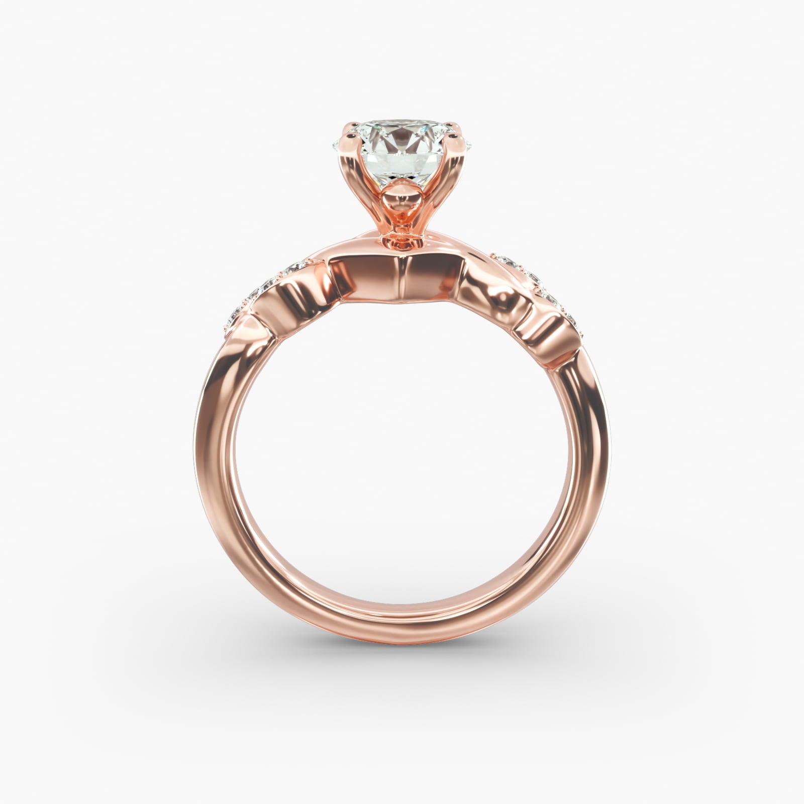 Floral Twist Cluster Round Lab Grown Diamond Center Engagement Ring