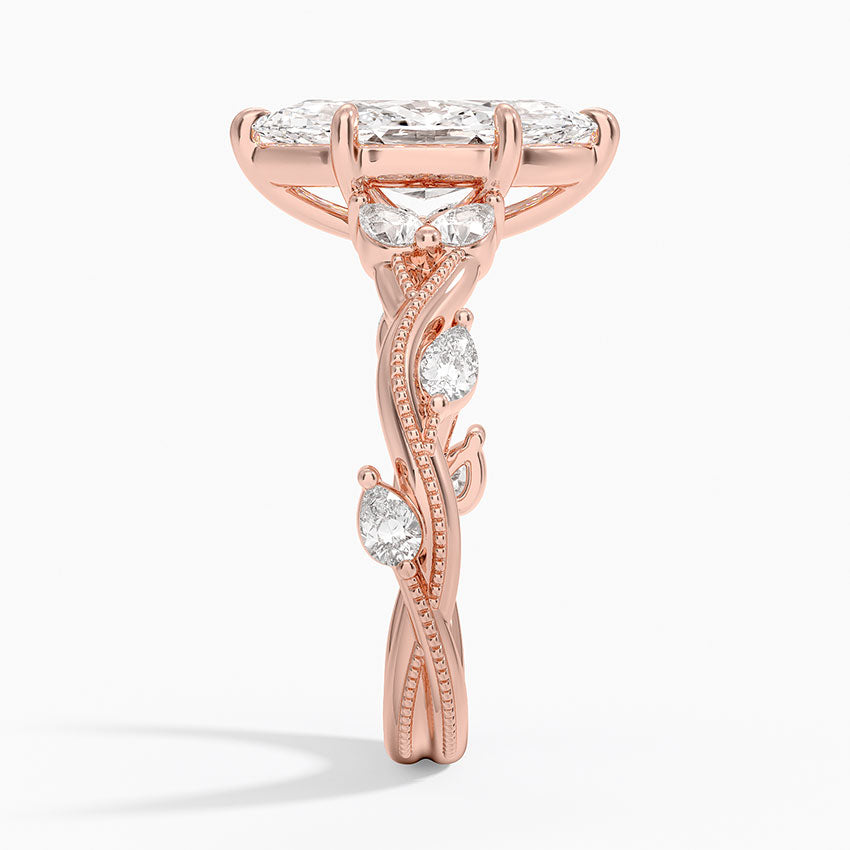 Vine Twist Milgrain Marquise Lab Grown Diamond Center Engagement Ring