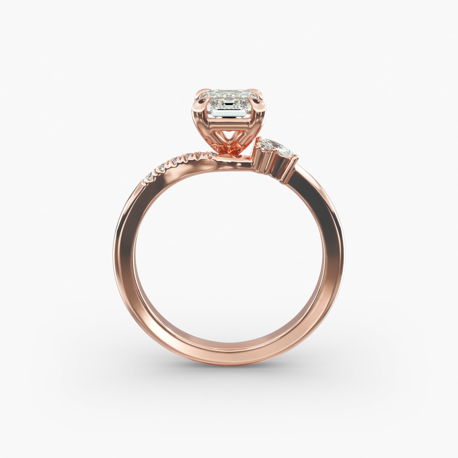 Asymmetric Elegance Emerald Lab Grown Diamond Center Engagement Ring