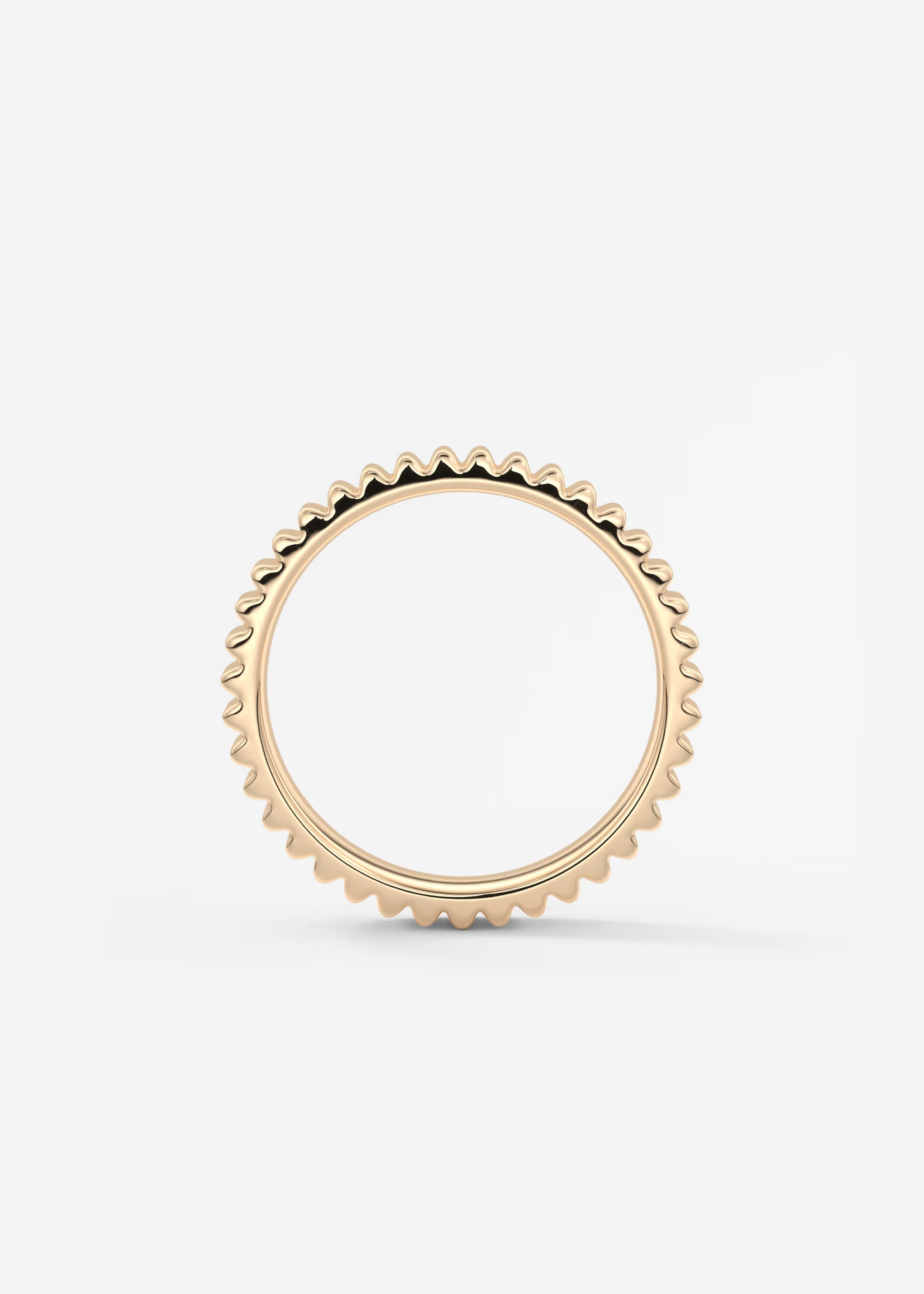 Gold Fluted Texture Band with Polished Interior