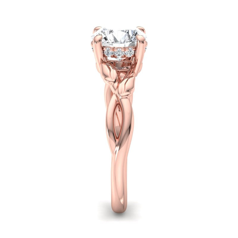Nature-Inspired Round Lab Grown Diamond Center Engagement Ring