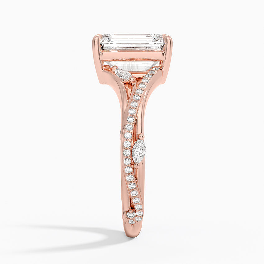 Split Vine Marquise Cluster Emerald Lab Grown Diamond Center Engagement Ring