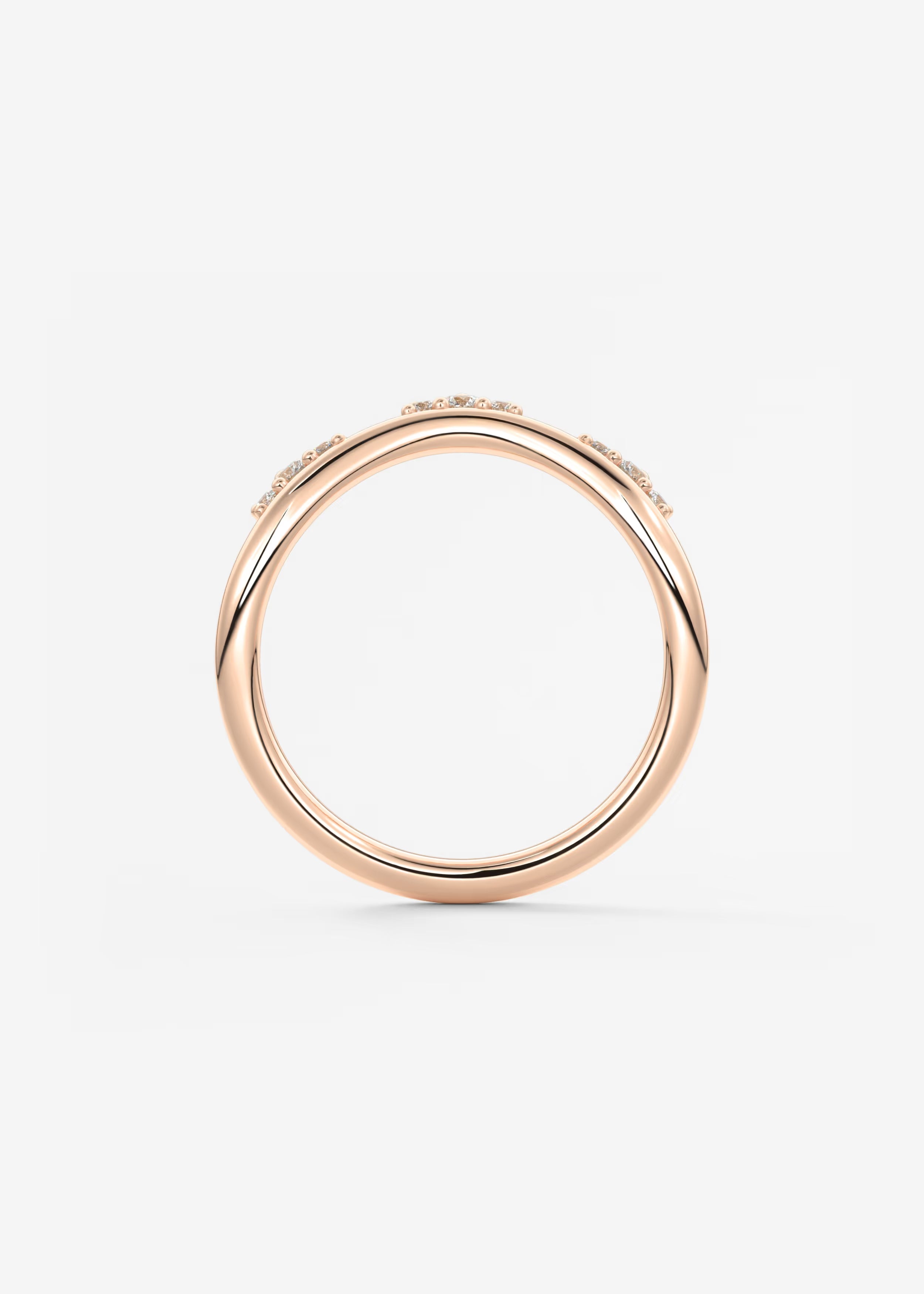 Gold Curved Band with Clustered Round Lab‑Grown Diamond Accents