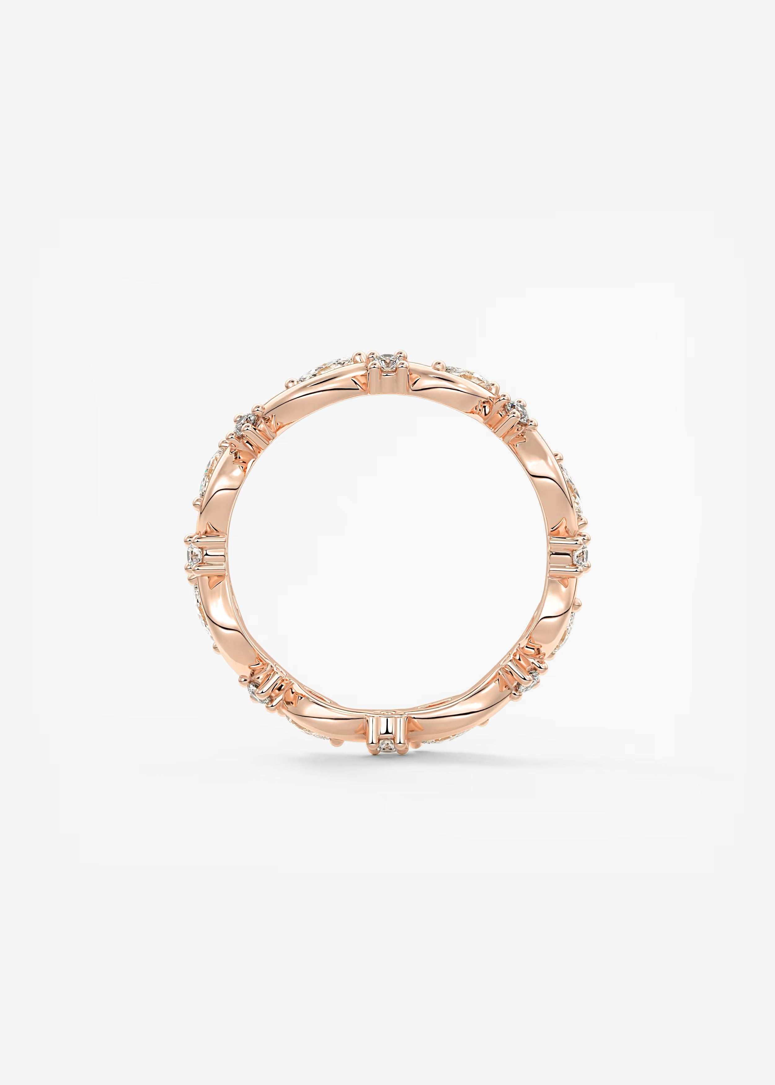 Gold Wave Eternity Band with Alternating Marquise and Round Lab Diamonds