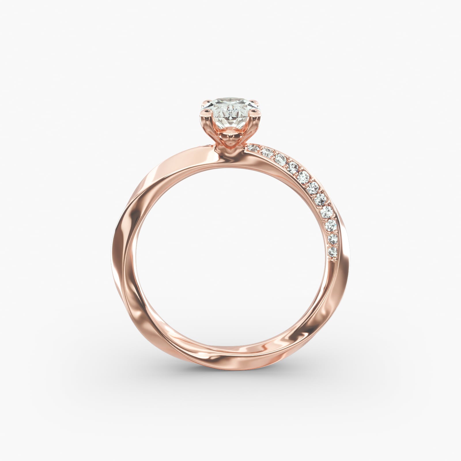 Twisted Sparkle Oval Lab Grown Diamond Center Engagement Ring