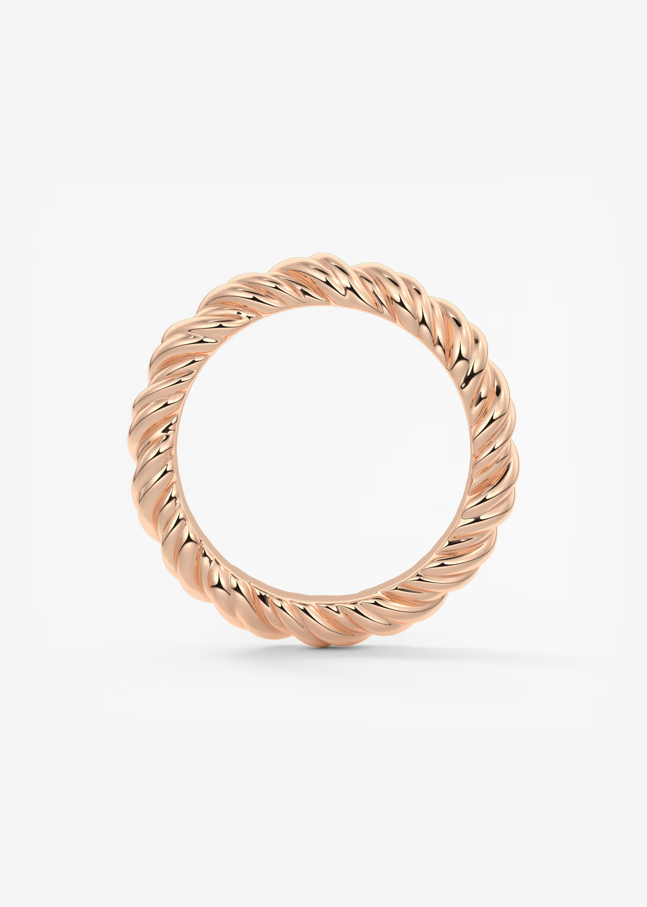Polished Gold Rope‑Twist Band with Continuous Spiral Texture