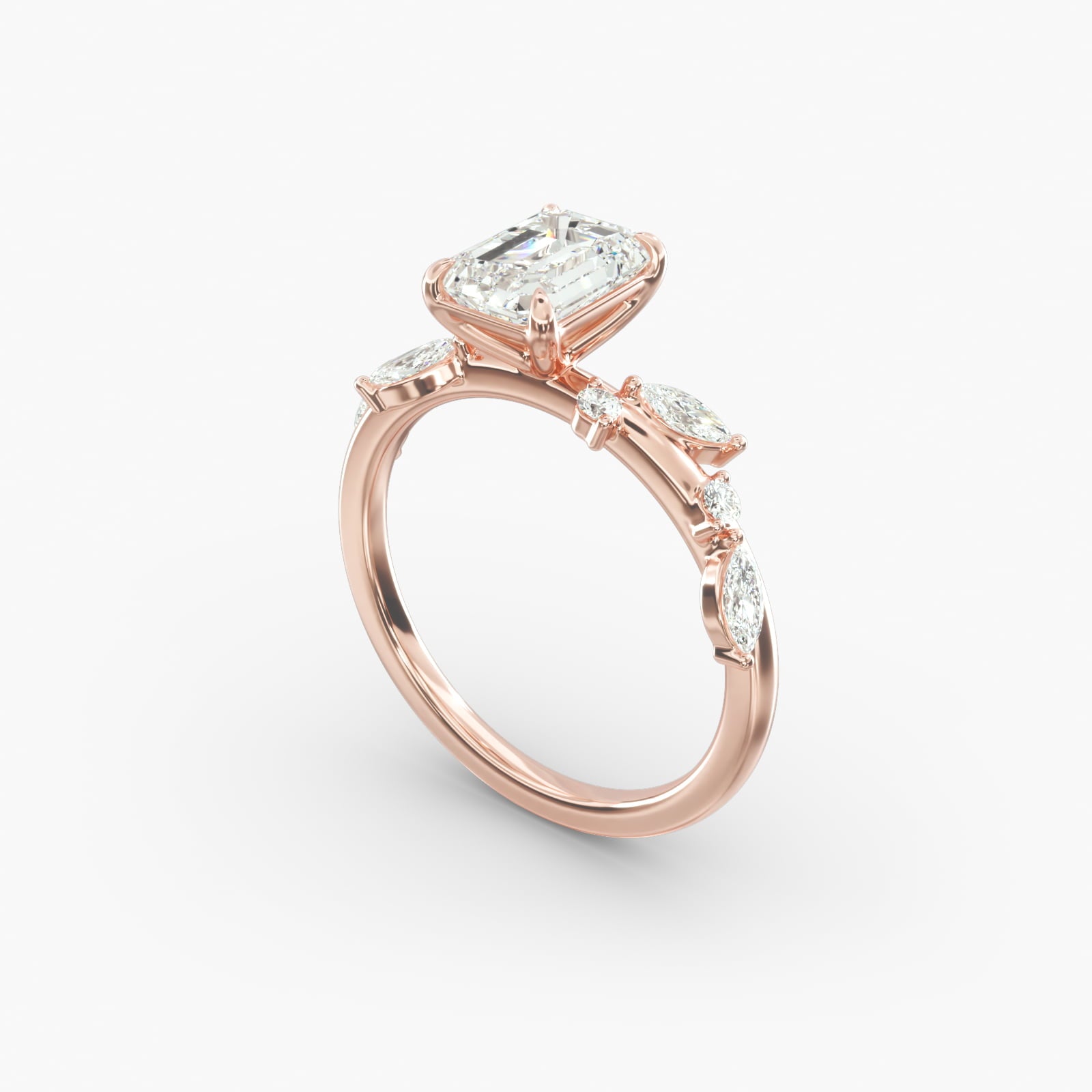 Symphony of Light Floral Emerald Lab Grown Diamond Center Engagement Ring