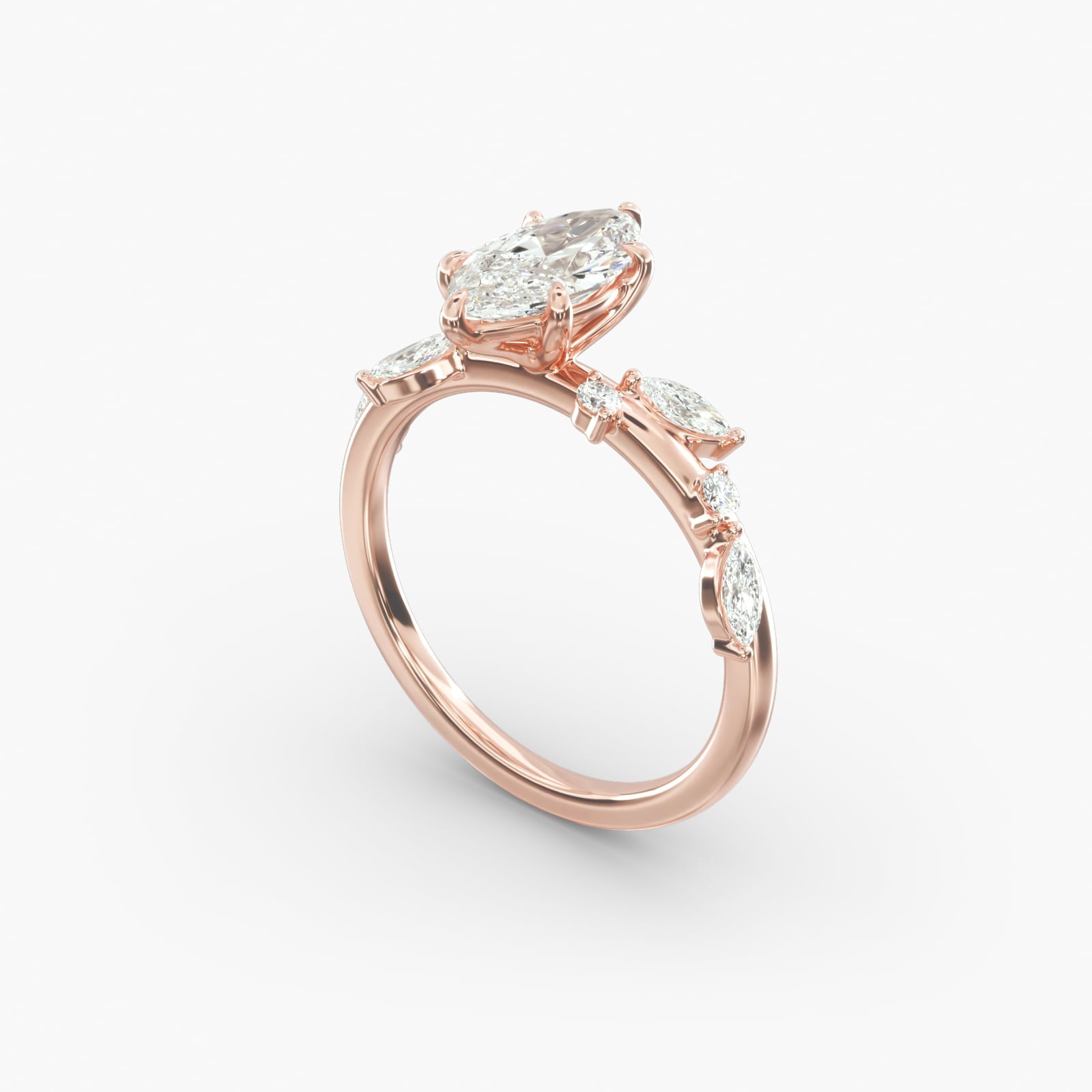 Symphony of Light Floral Marquise Lab Grown Diamond Center Engagement Ring