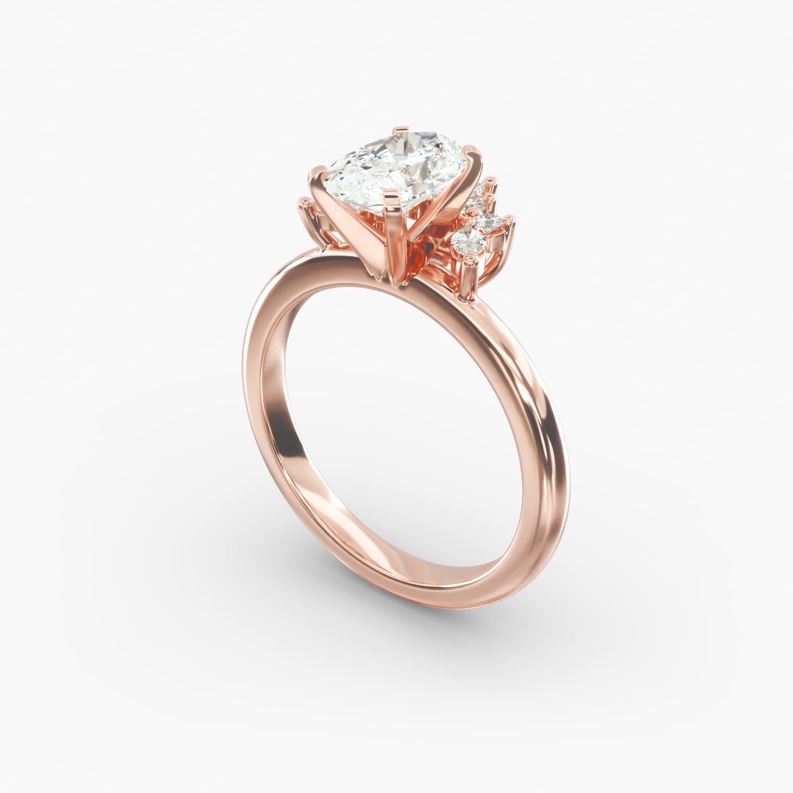 Crown Bloom Halo Oval Lab Grown Diamond Center Engagement Ring