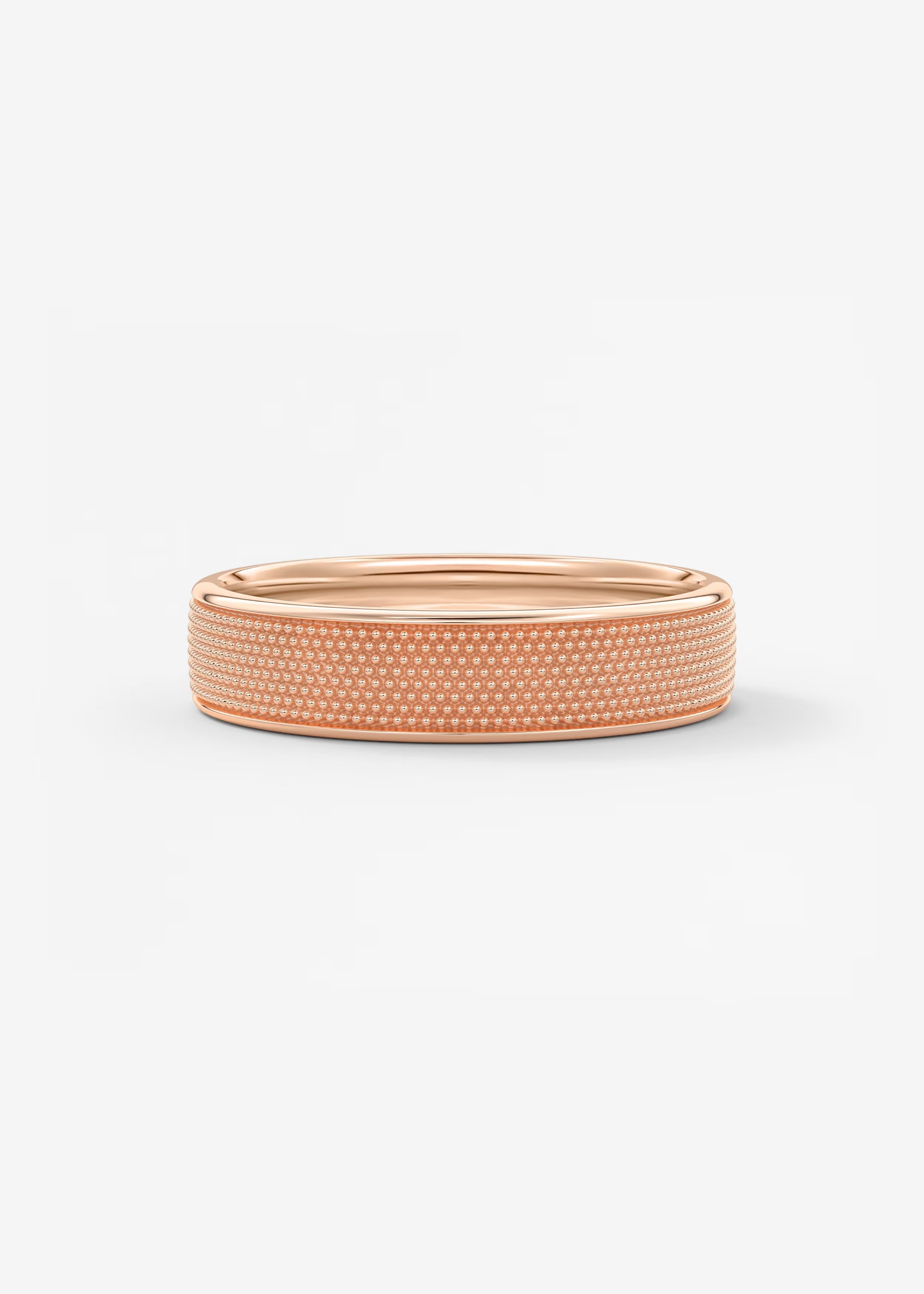 Gold Textured Band with Fine Beaded Surface in Elegant Modern Design
