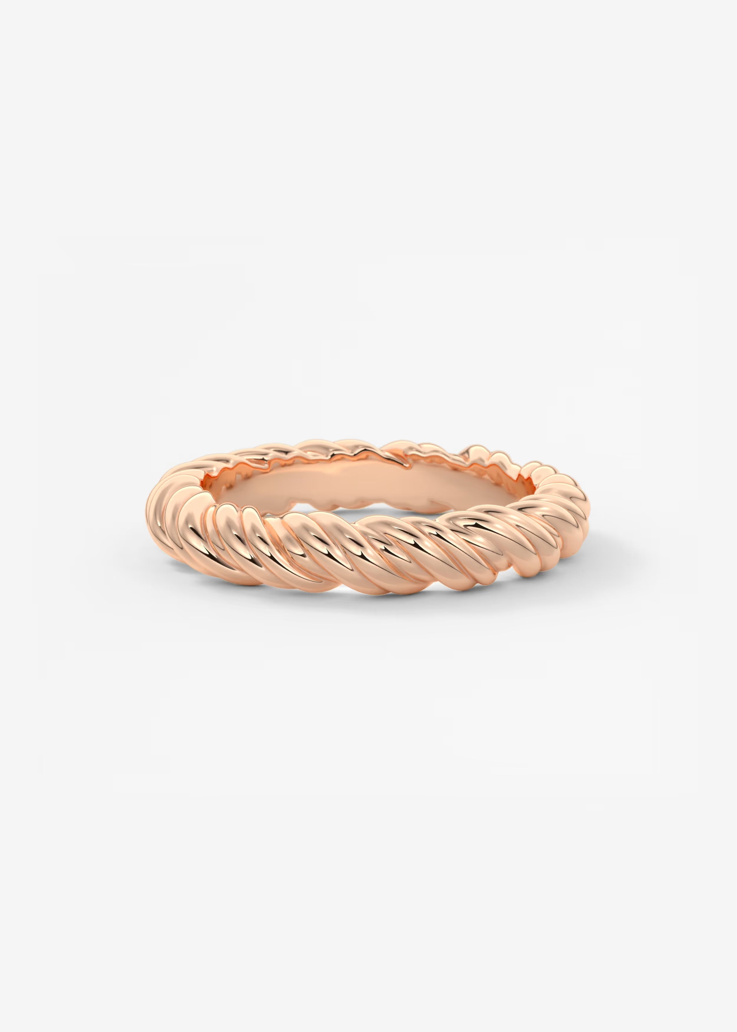 Polished Gold Rope‑Twist Band with Continuous Spiral Texture