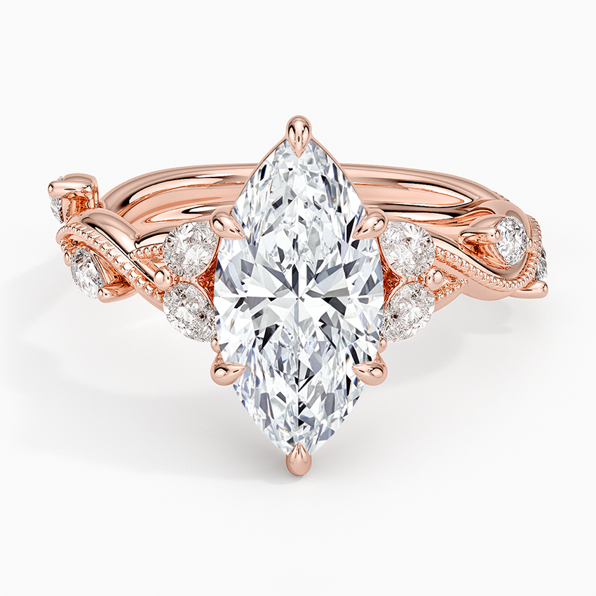 Vine Twist Milgrain Marquise Lab Grown Diamond Center Engagement Ring